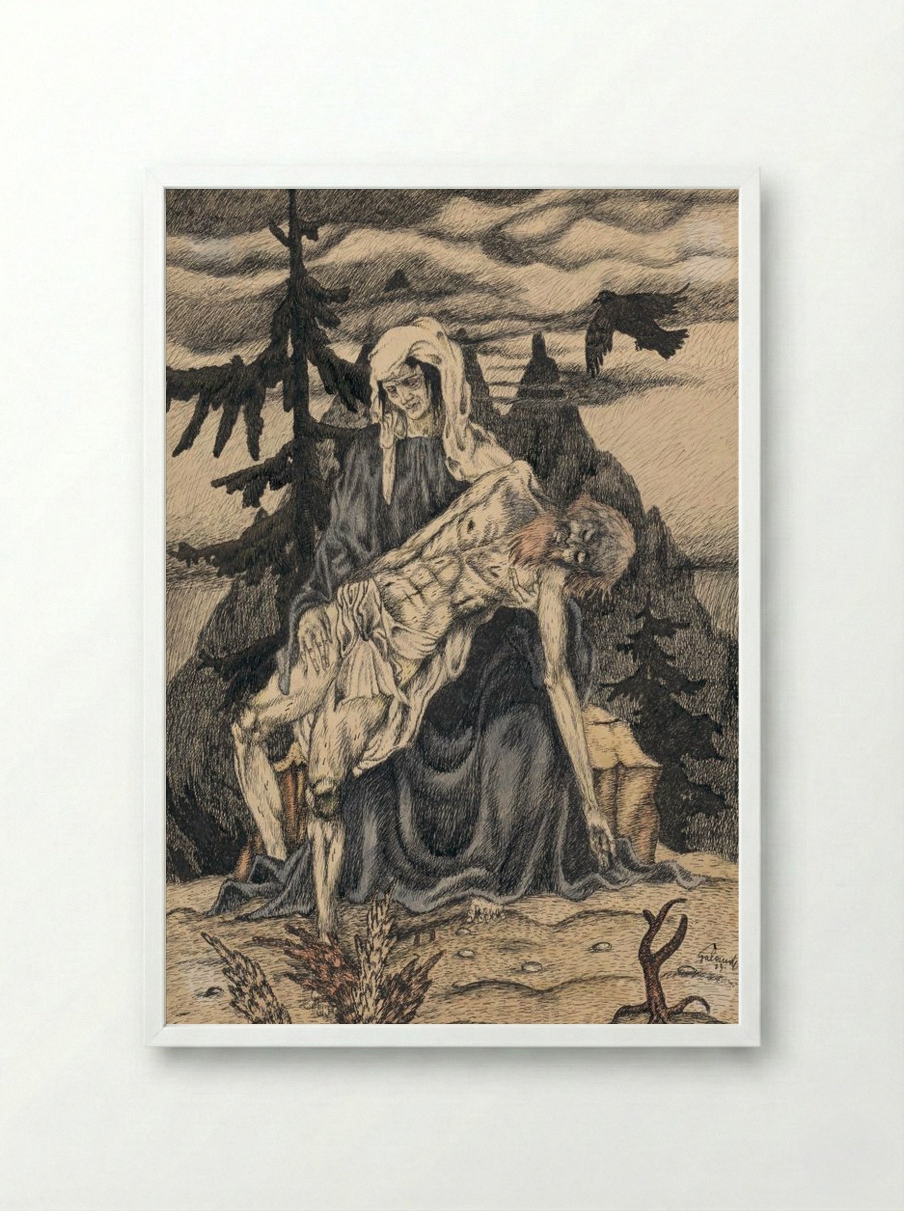 Pieta - Mikuláš Galanda - Framed Print White
