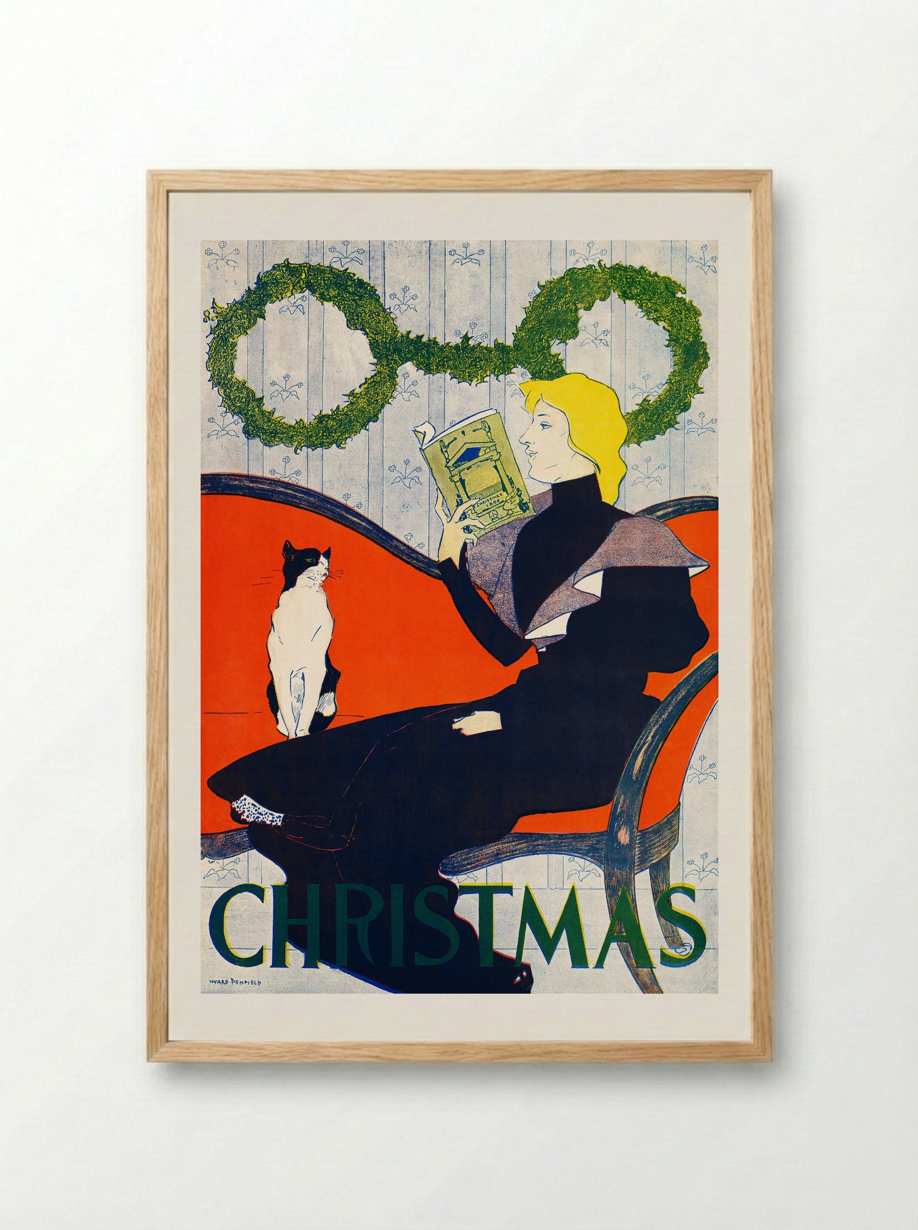 Vintage Christmas - Edward Penfield - Framed Print Wood