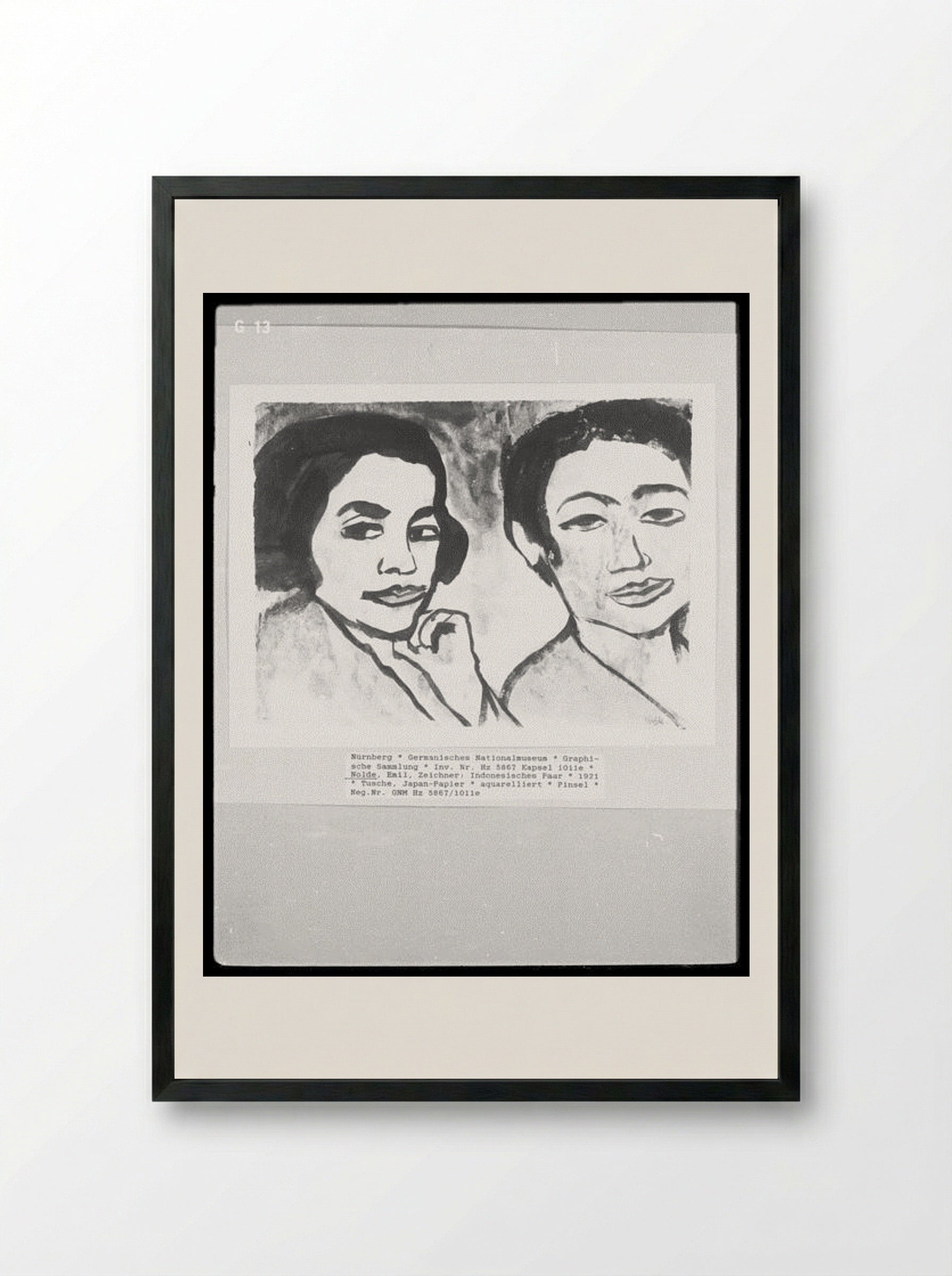 Indonesisches Paar (Indonesian Couple) - Emil Nolde - Framed Print Black