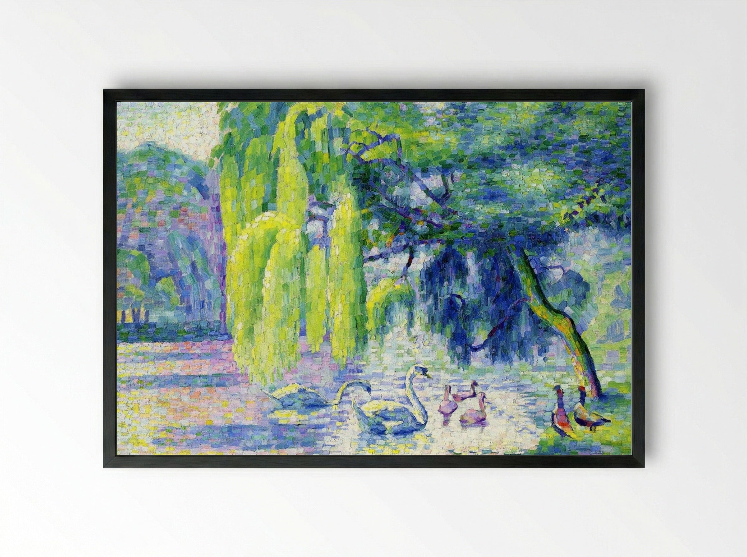 Family of Swans - Henri-Edmond Cross - Framed Print Black