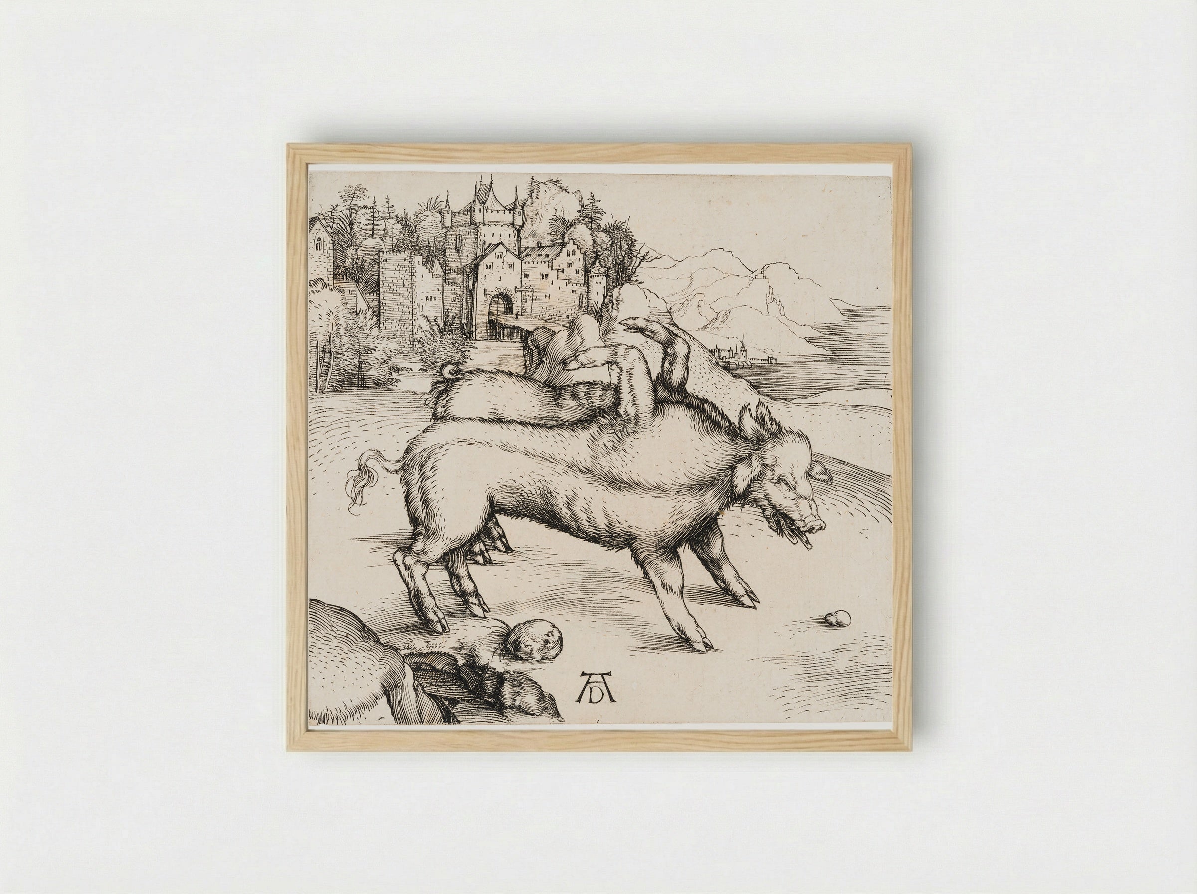 The Monstrous Sow of Landser - Albrecht Dürer - Framed Print Wood