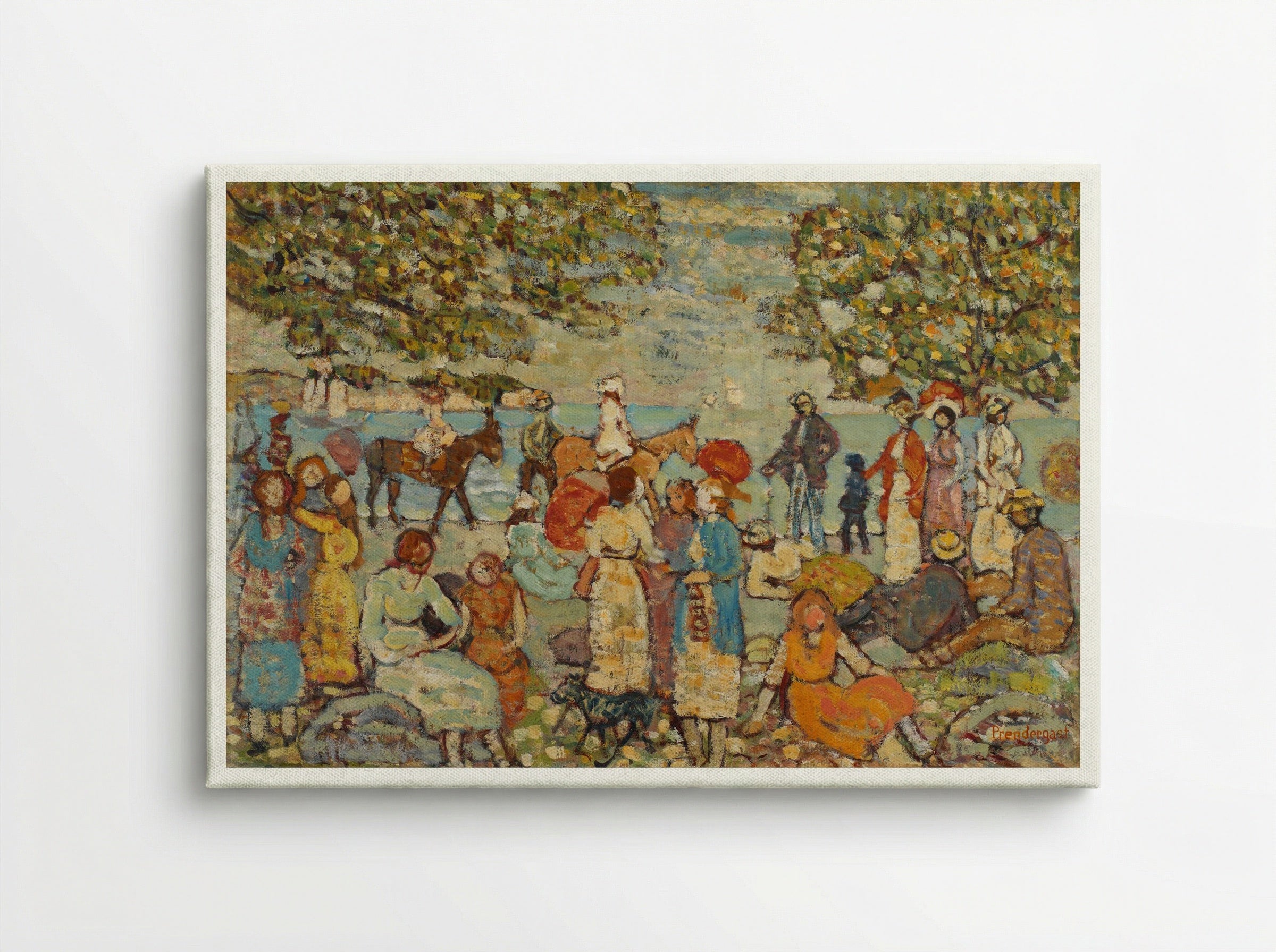Beach Scene with Donkeys or Mules - Maurice Brazil Prendergast - Canvas