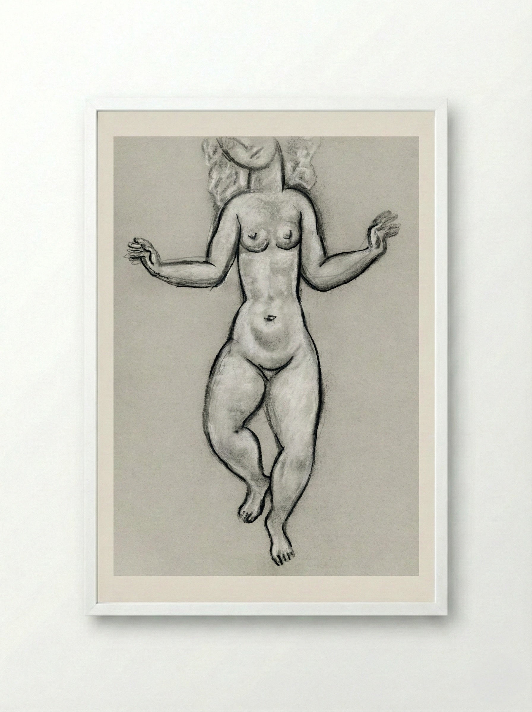 Dancing Naked Woman - Leo Gestel - Framed Print White