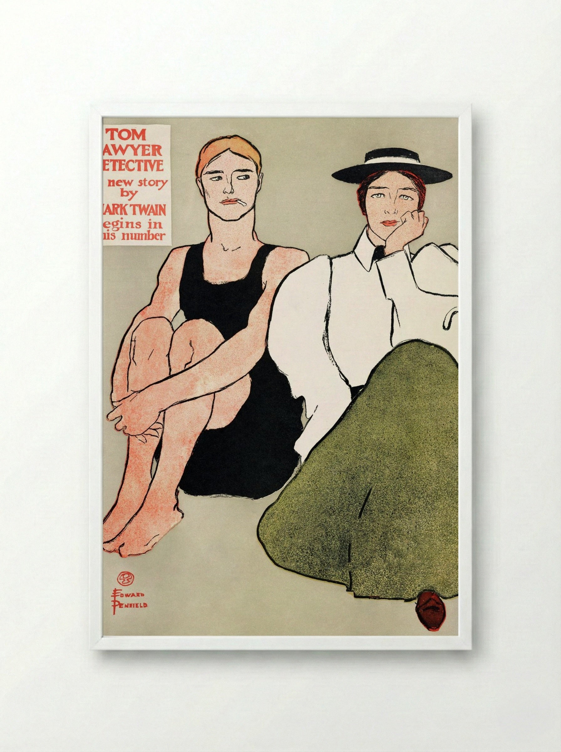 Two Seated Women - Edward Penfield - Framed Print White