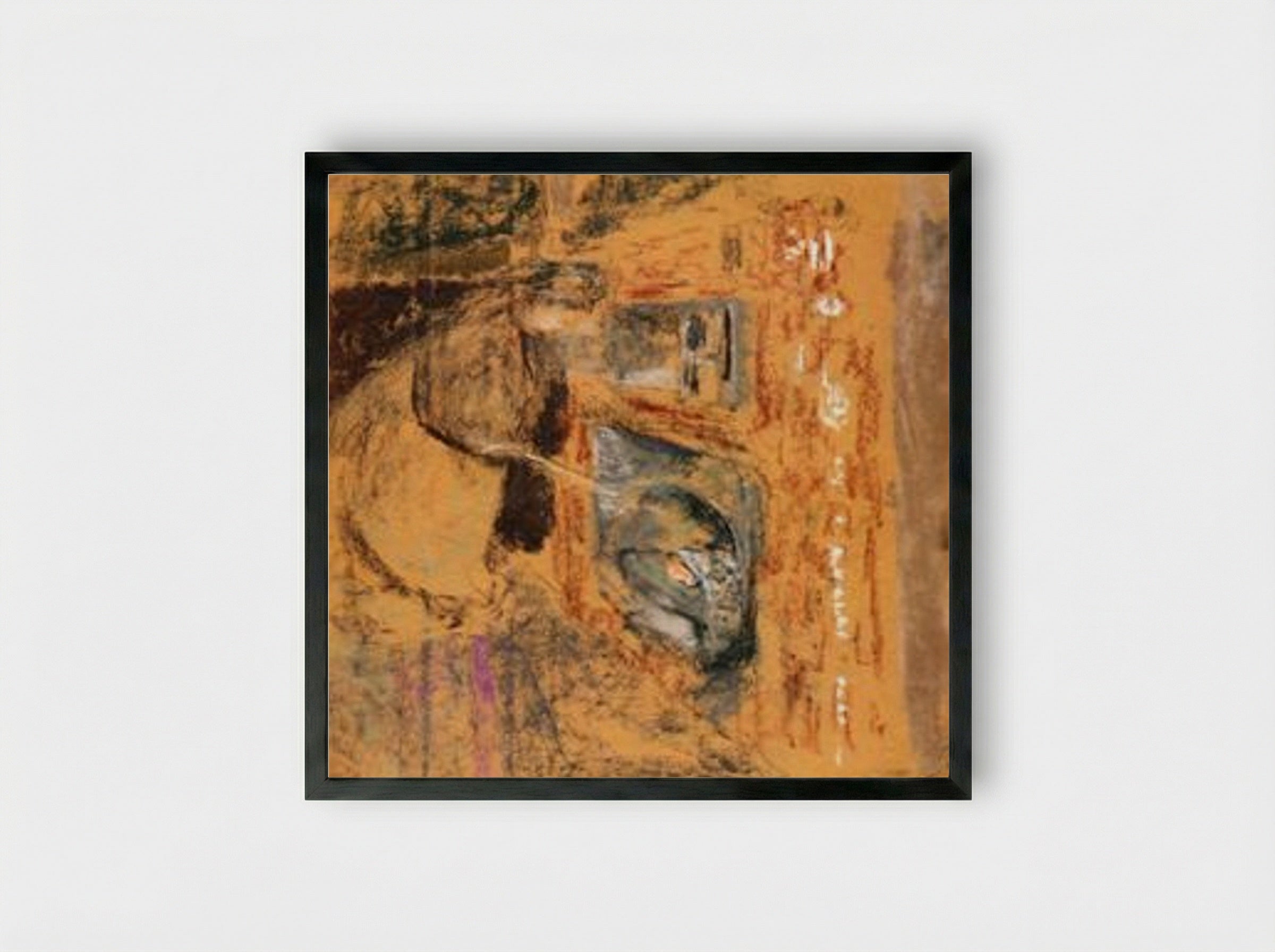 Woman in Front of the Fireplace - Édouard Vuillard - Framed Print Black