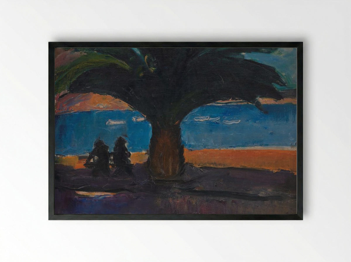 The Thick Palm. View from Villefranche - Jens Adolf Jerichau - Framed Print Black