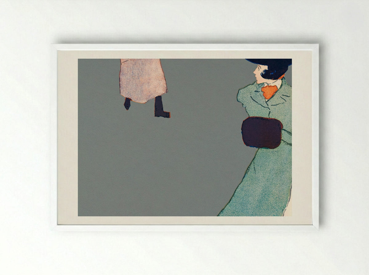 Man and Woman on Street - Edward Penfield - Framed Print White