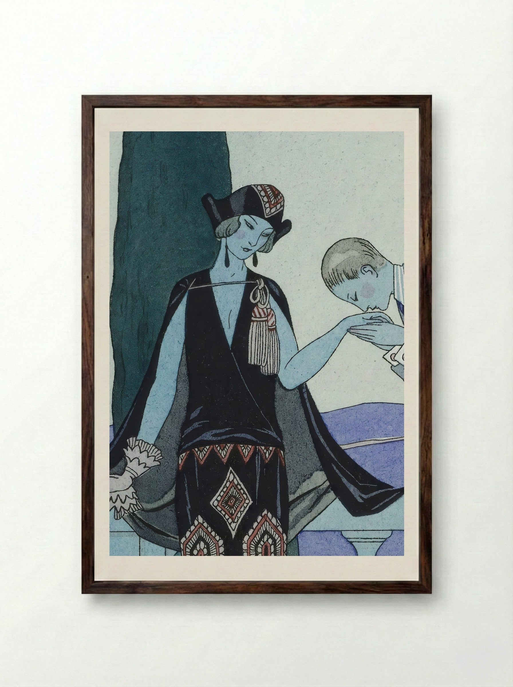 La Villa d'Este - George Barbier - Framed Print Dark Wood