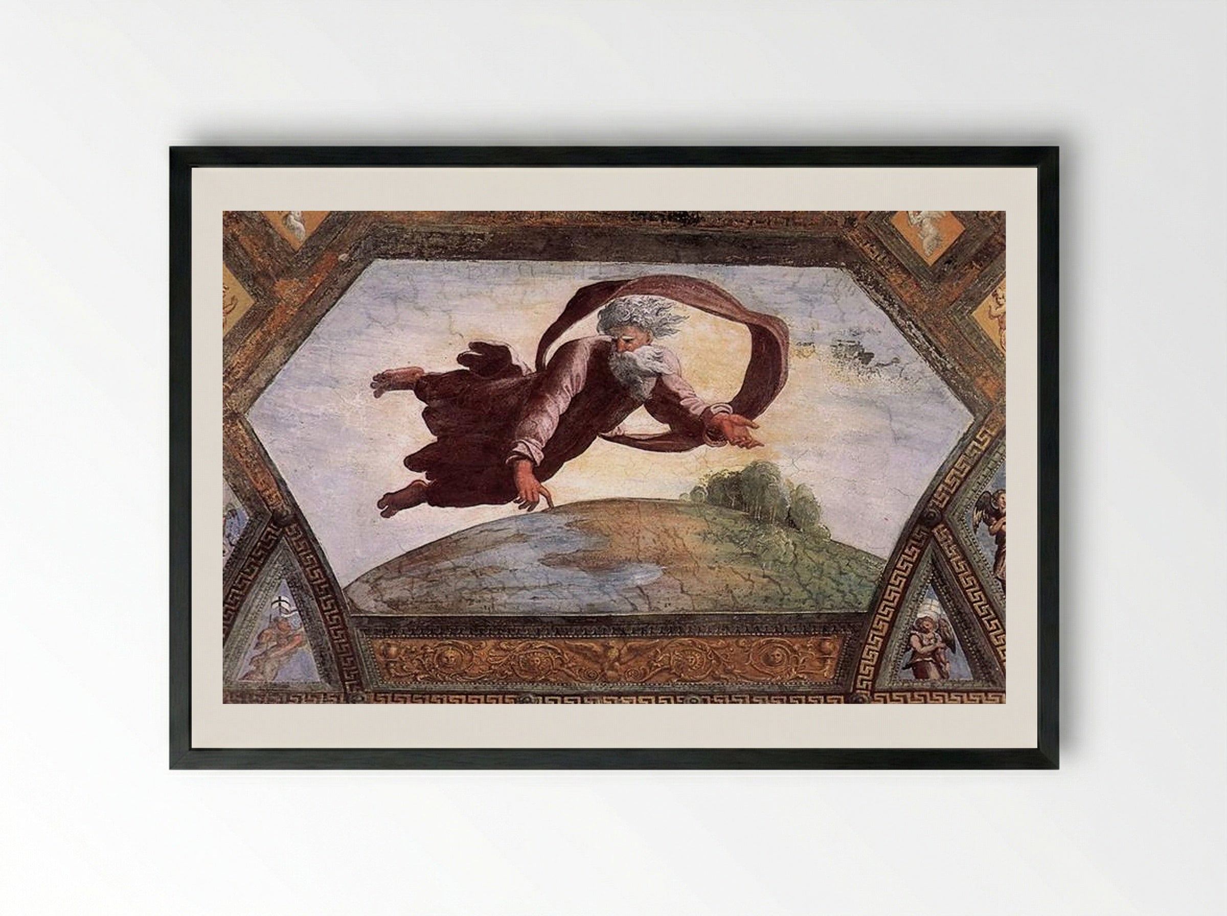 The Separation of Land and Water - Raphael - Framed Print Black
