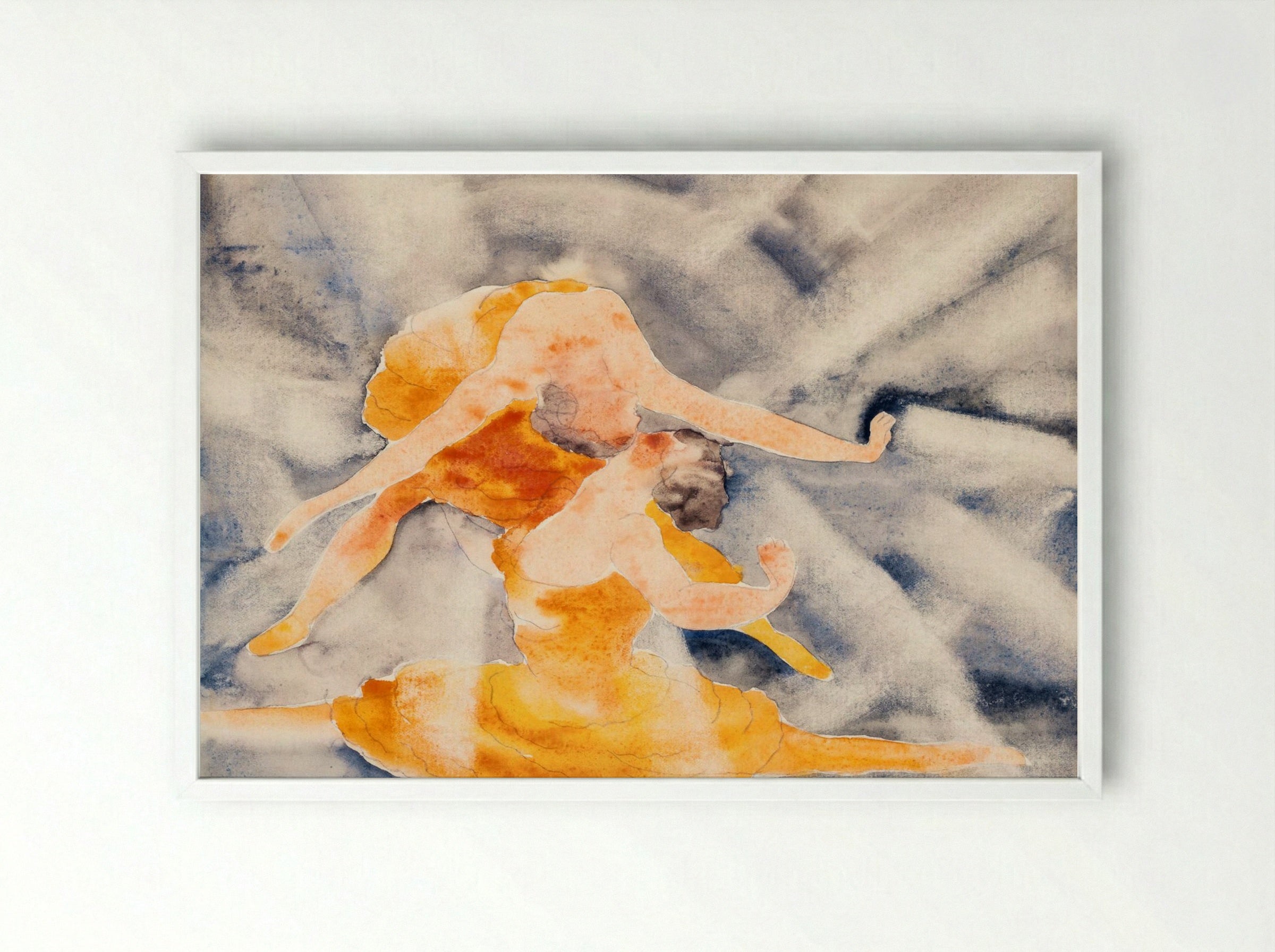 Two Women Acrobats - Charles Demuth - Framed Print White