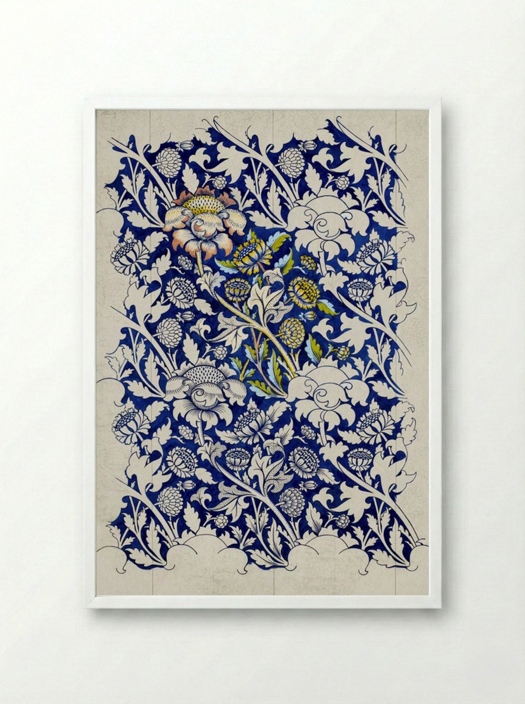 Wey (Design for Printed Fabric) - William Morris - Framed Print White