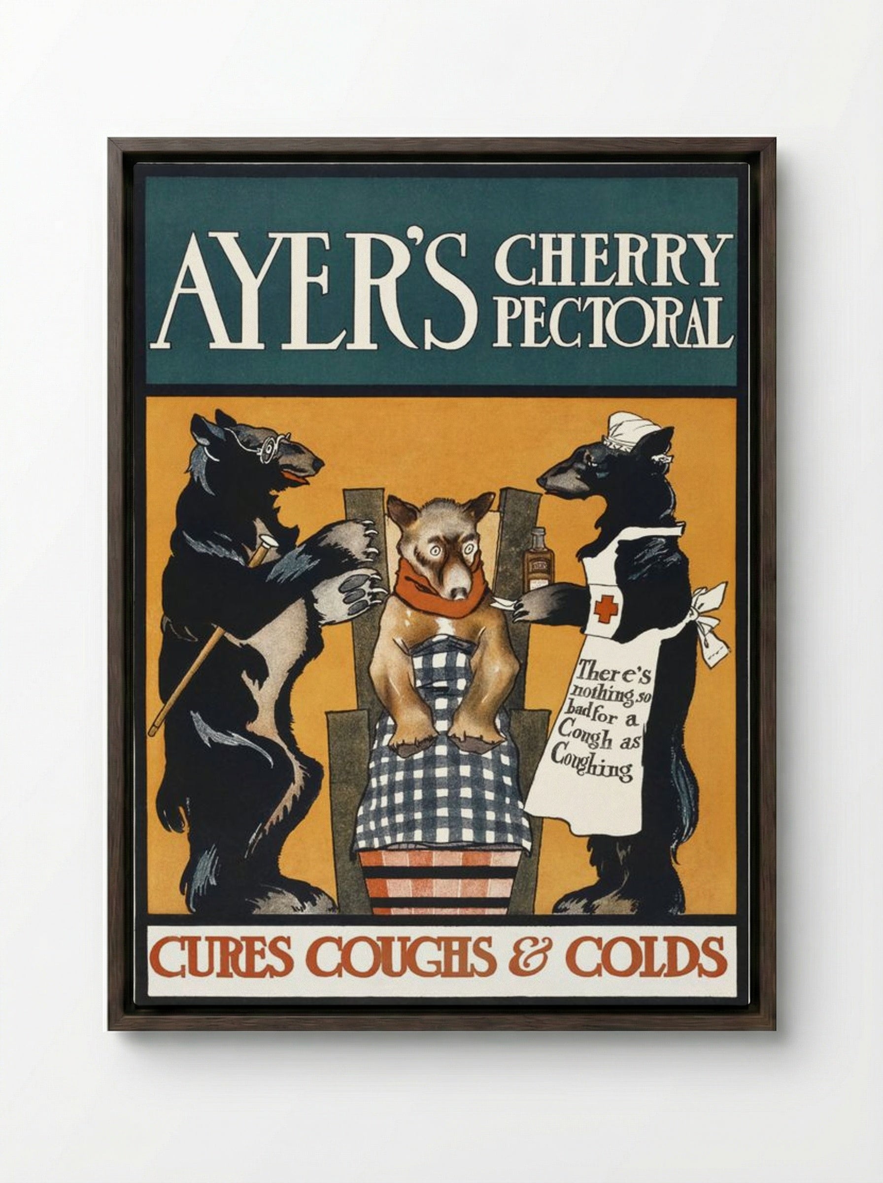 Ayer's Cherry Pectoral - Edward Penfield - Framed Canvas Dark Wood