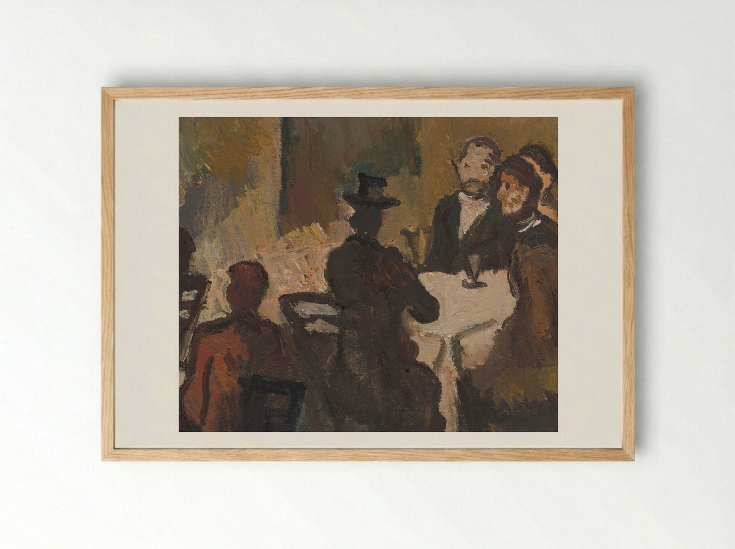 Company in a Coffee Shop - Cyprián Majerník - Framed Print Wood