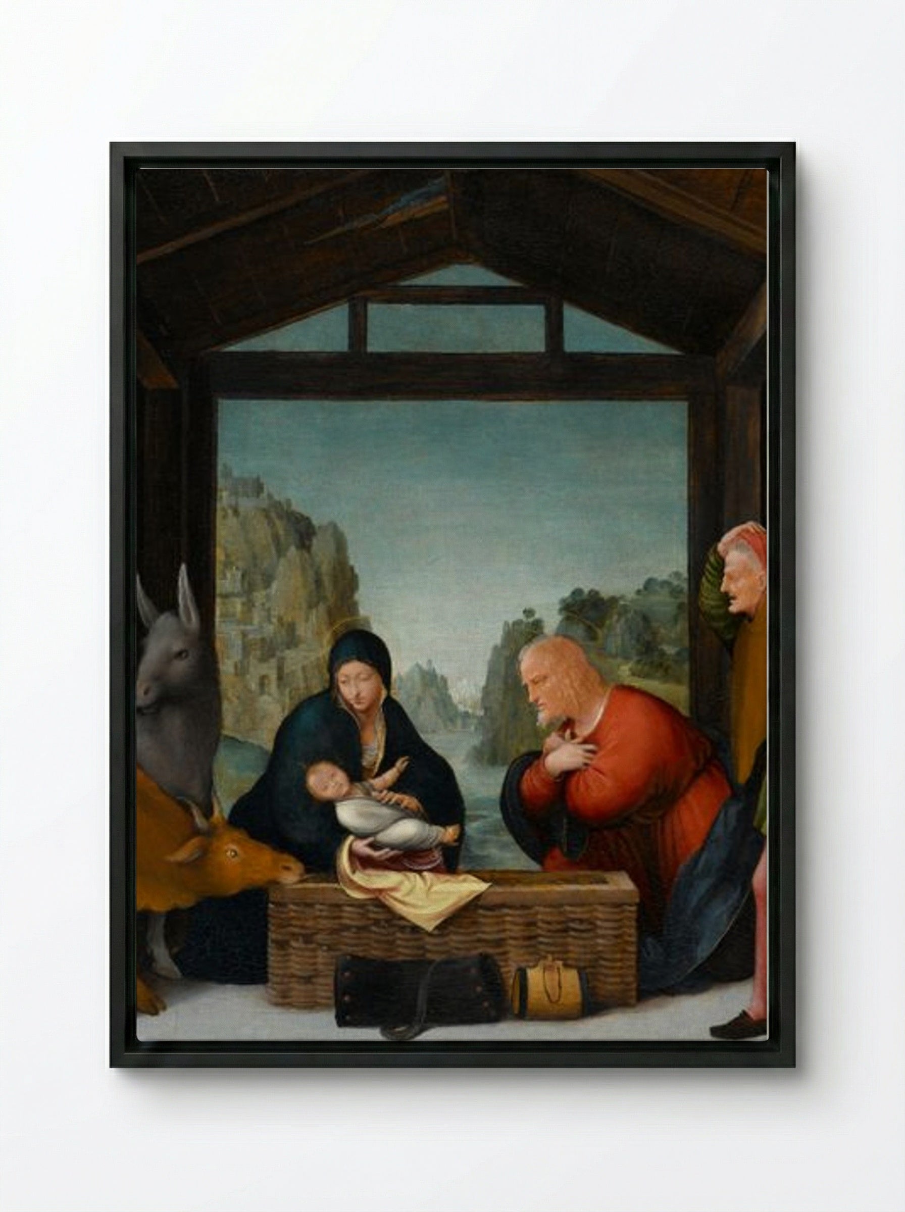 The Adoration of the Shepherds - Andrea Mantegna - Framed Canvas Black