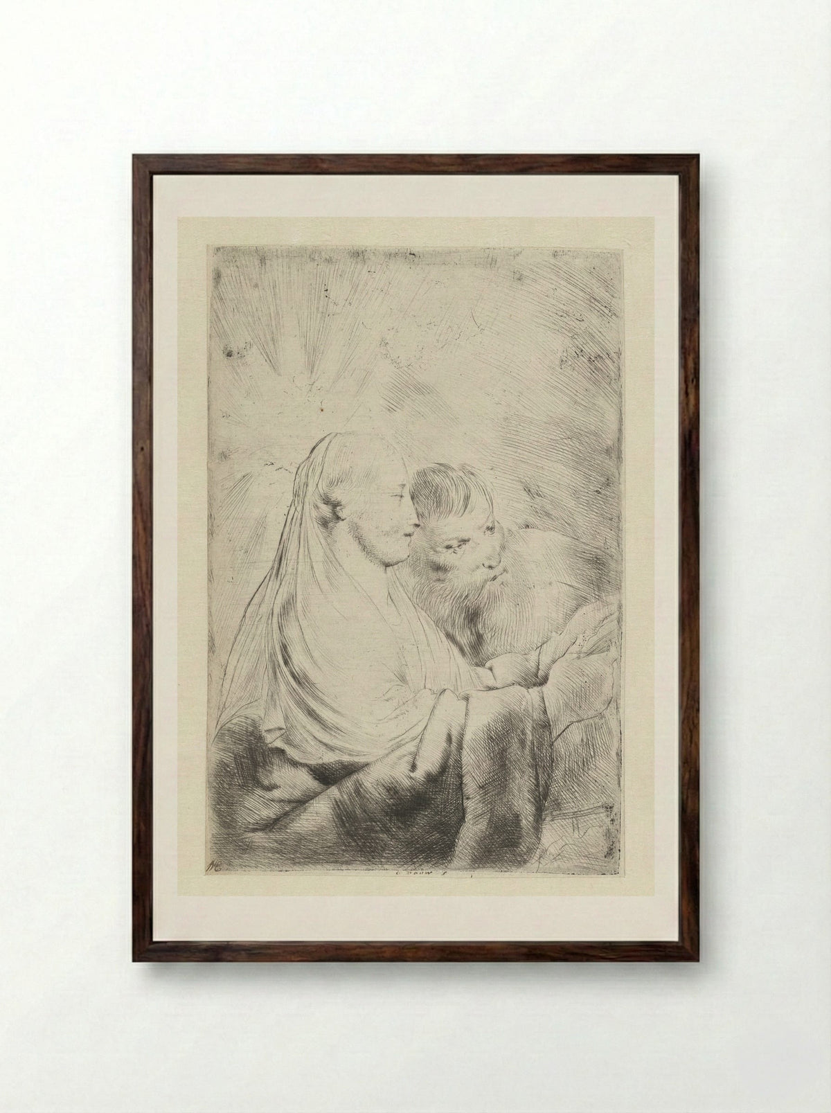 Maria en Jozef - Pieter de Grebber - Framed Print Dark Wood