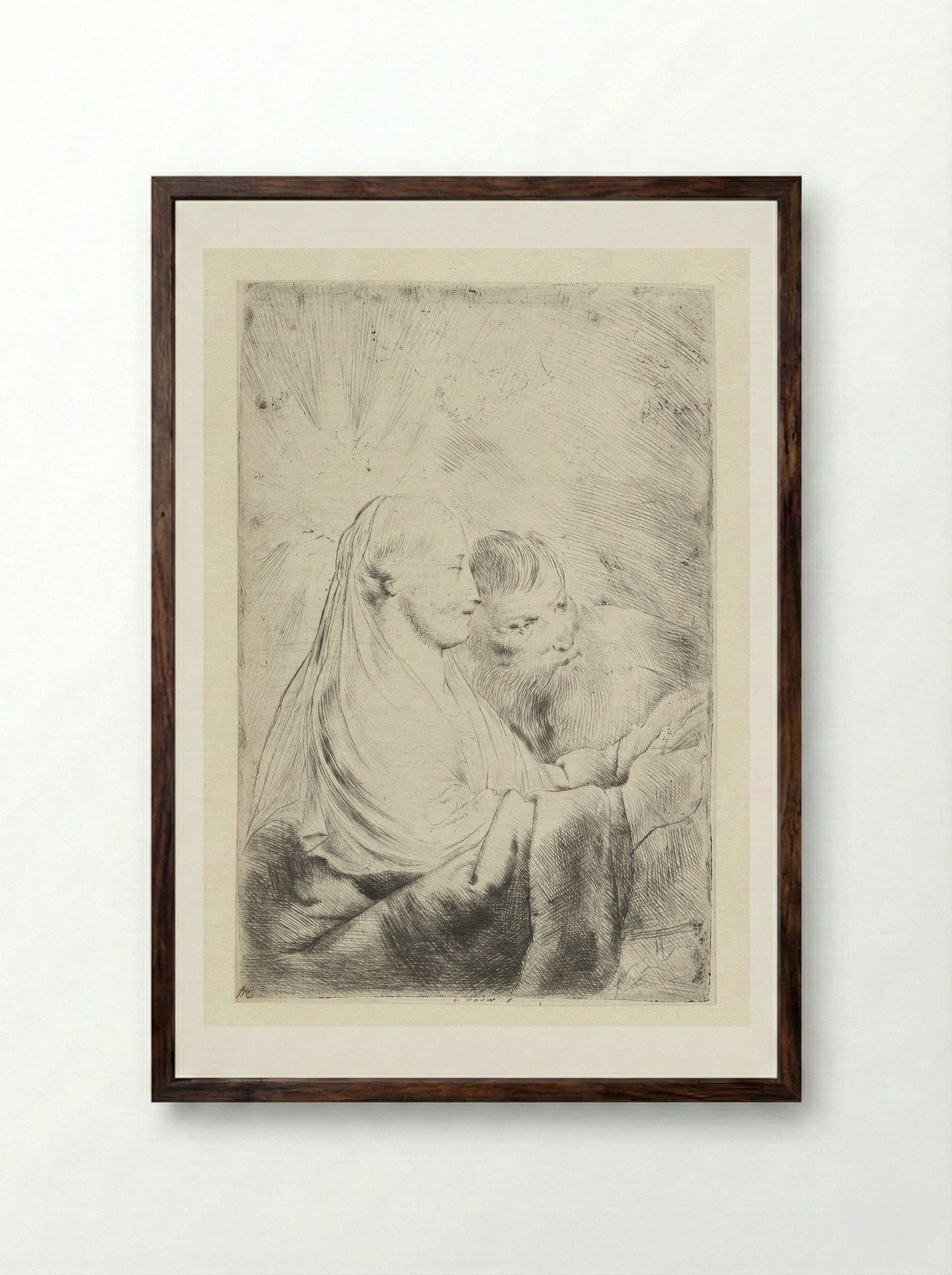 Maria en Jozef - Pieter de Grebber - Framed Print Dark Wood