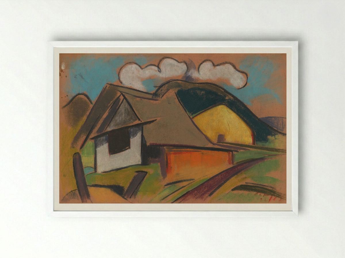 Cottages in the Mountains - Zolo Palugyay - Framed Print White