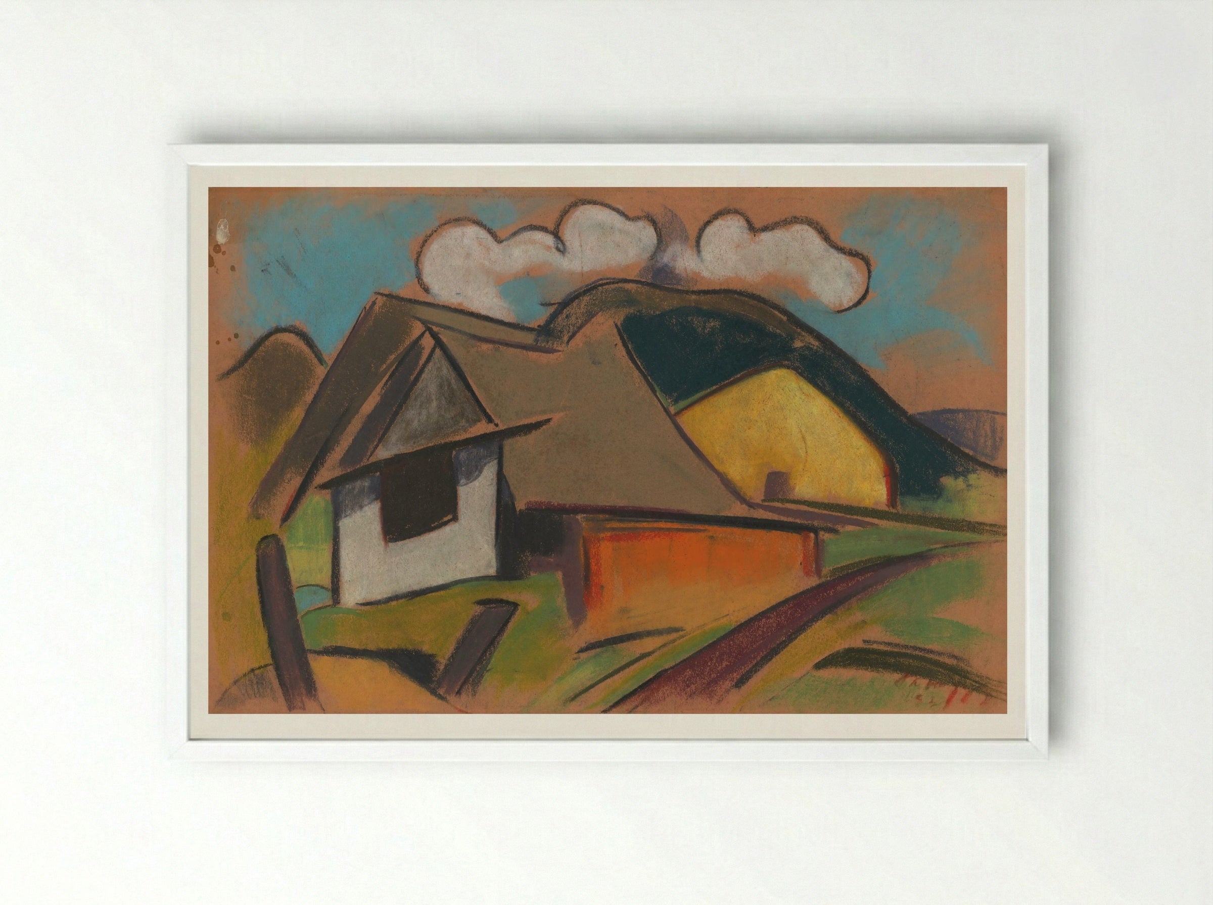 Cottages in the Mountains - Zolo Palugyay - Framed Print White