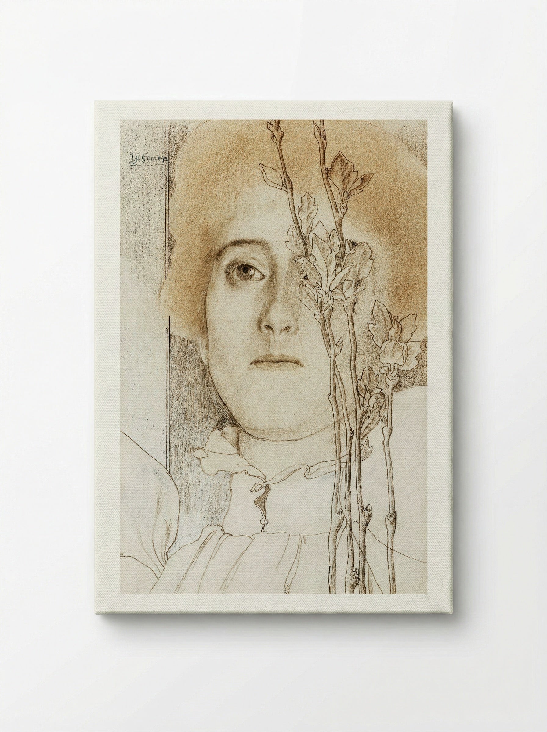Portrait of an Unknown Woman with Flowering Branch - Jan Toorop - Canvas
