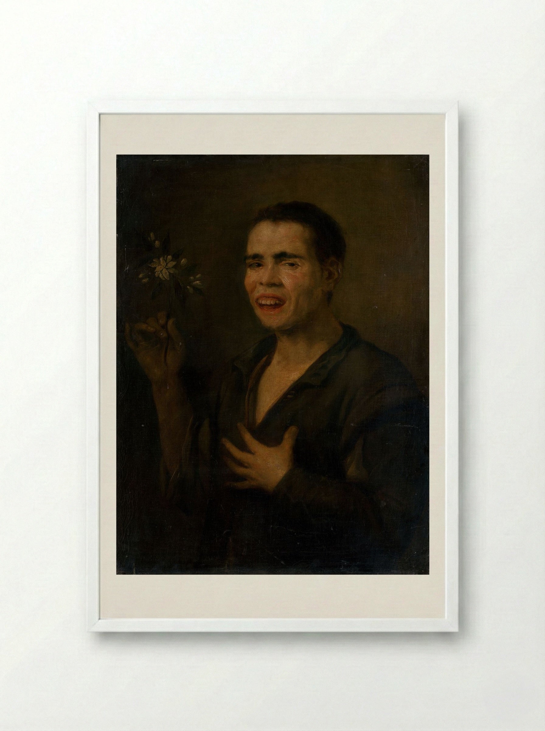 Boy with Orange Blossom - Bartolomé Esteban Murillo - Framed Print White