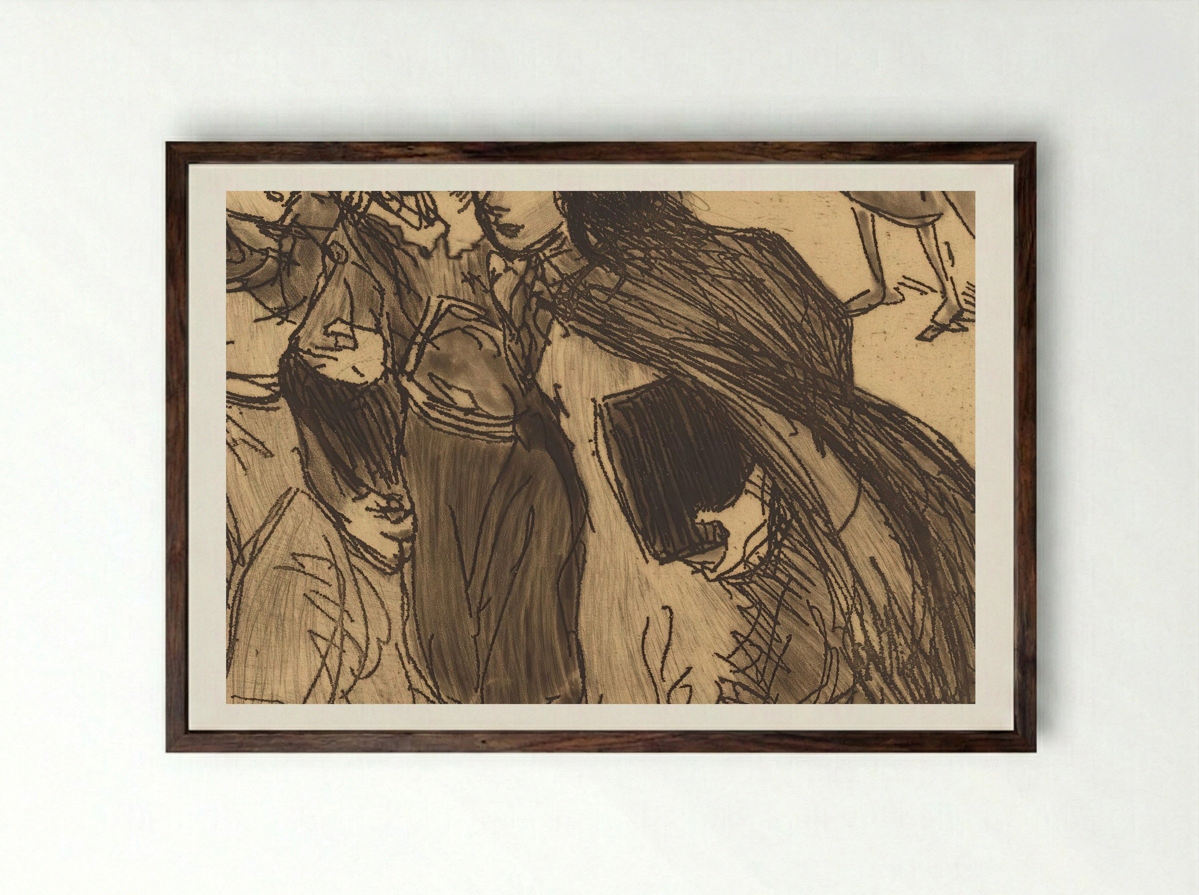 Girls Coming from School - Théophile Alexandre Steinlen - Framed Print Dark Wood