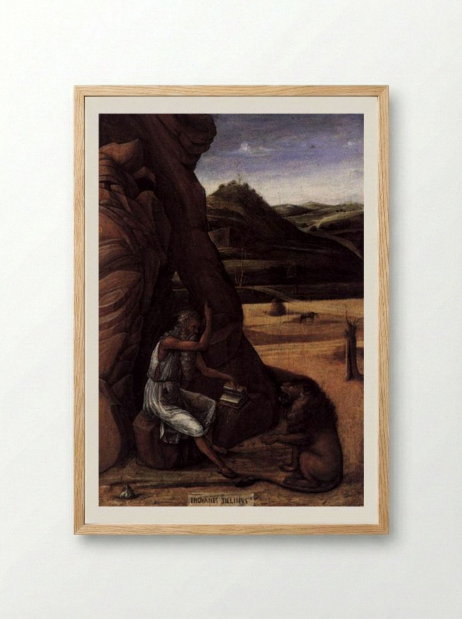 St. Jerome in the Wilderness - Giovanni Bellini - Framed Print Wood