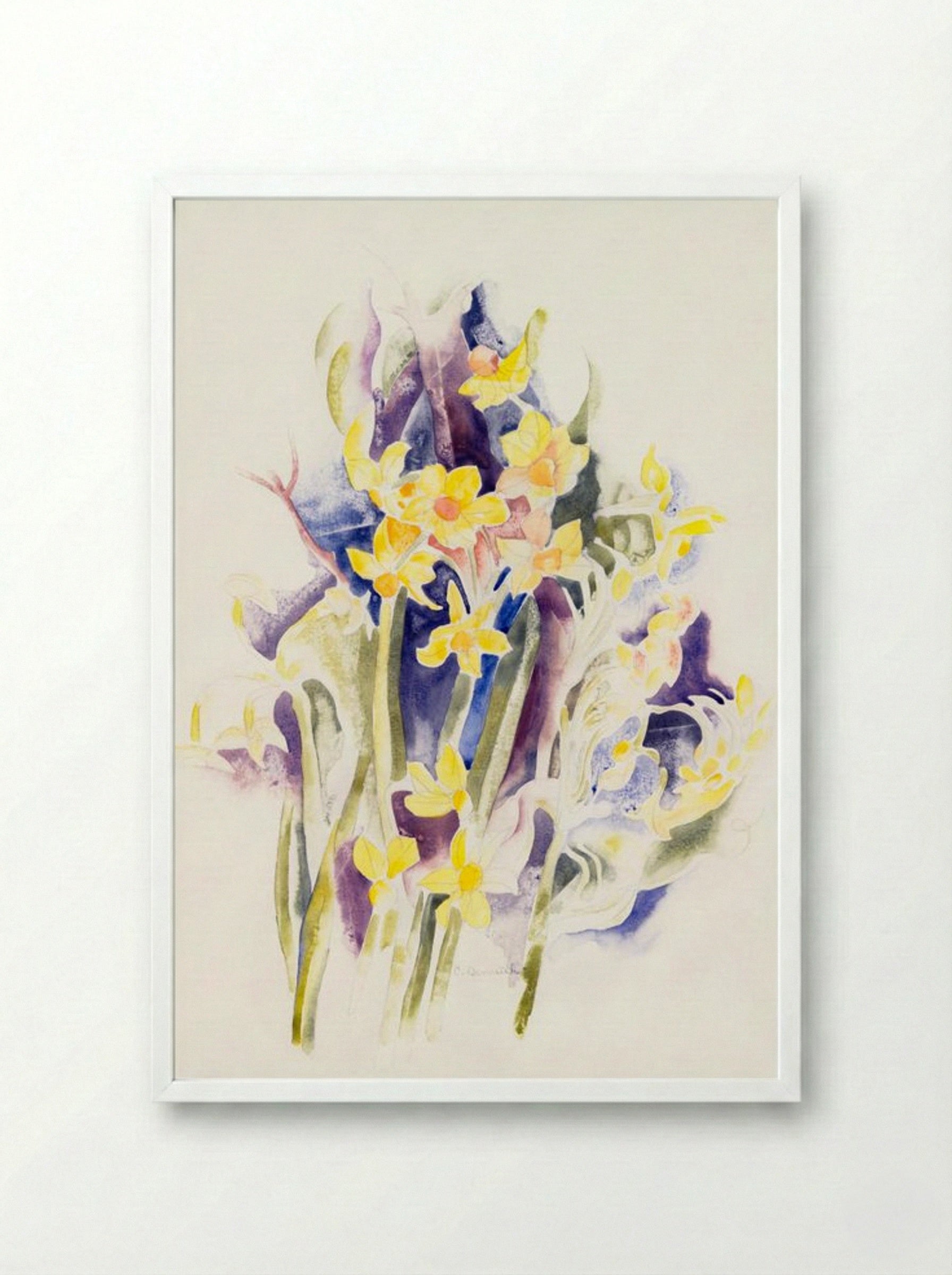 Small Daffodils - Charles Demuth - Framed Print White