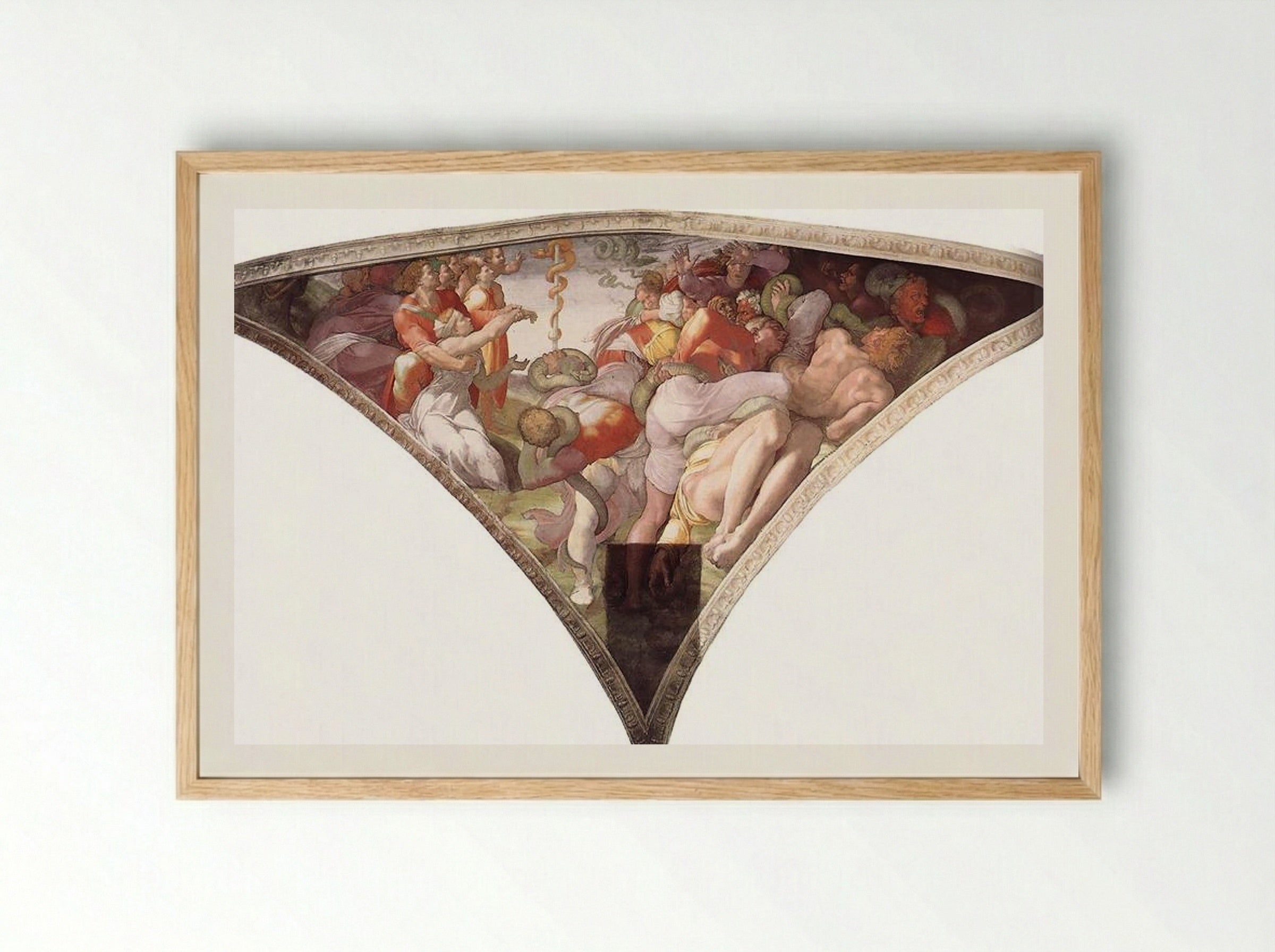 Sistine Chapel Ceiling: The Brazen Serpent - Michelangelo - Framed Print Wood