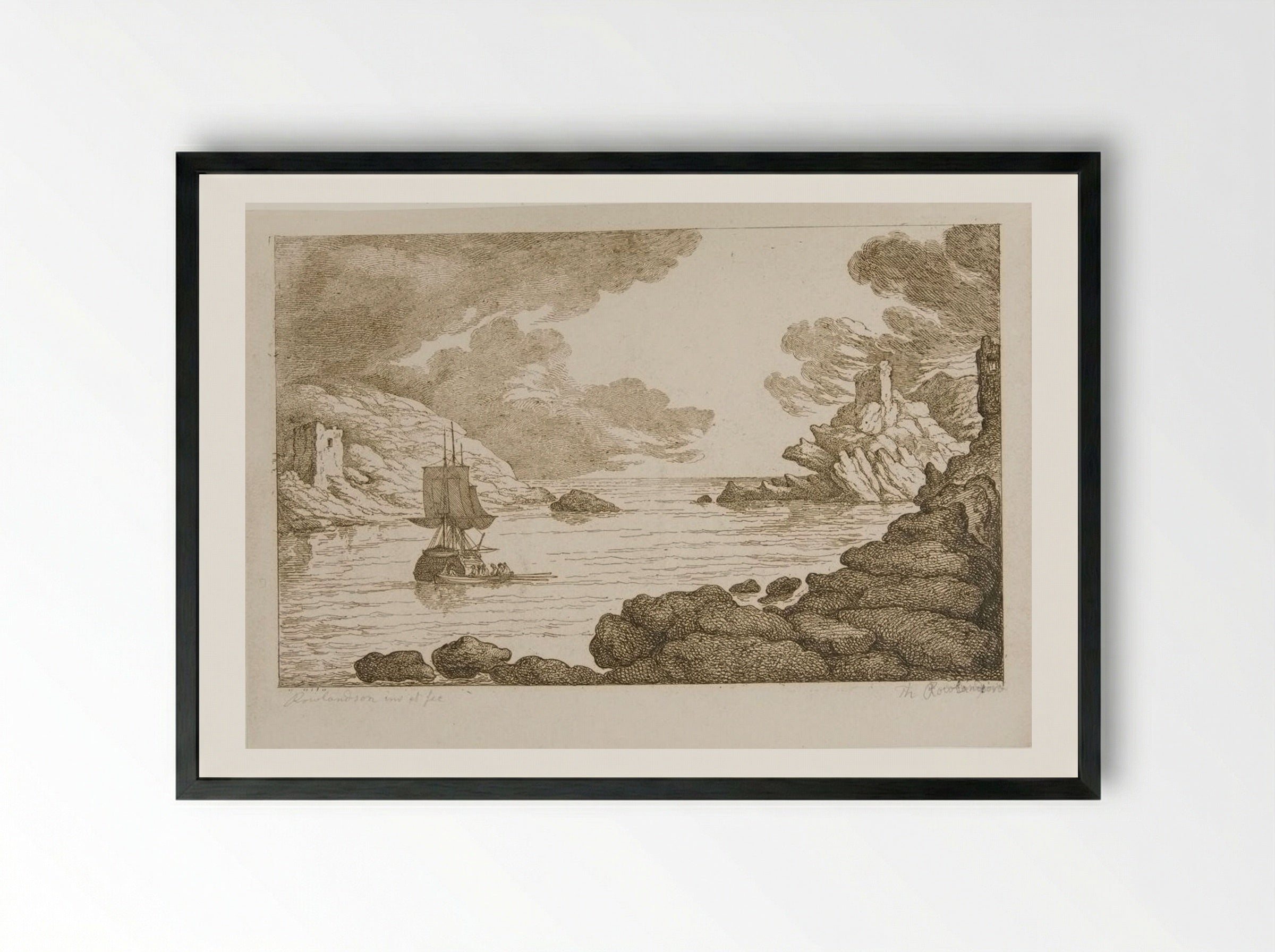 Coast Scene - Thomas Rowlandson - Framed Print Black