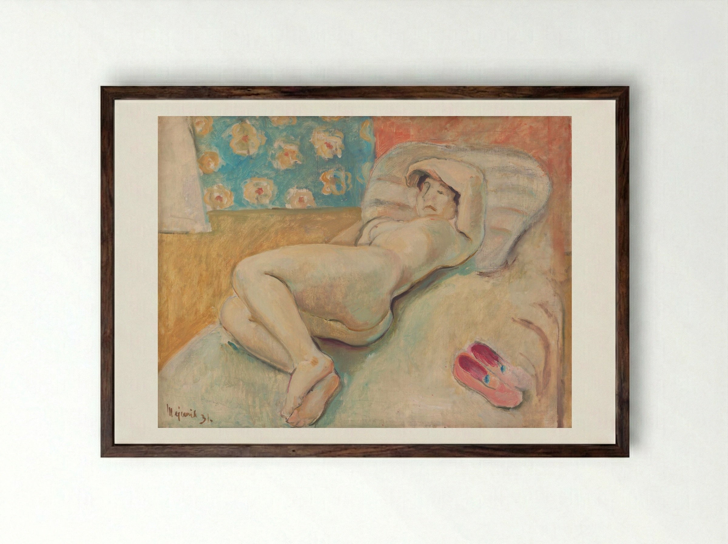 Resting Woman - Cyprián Majerník - Framed Print Dark Wood