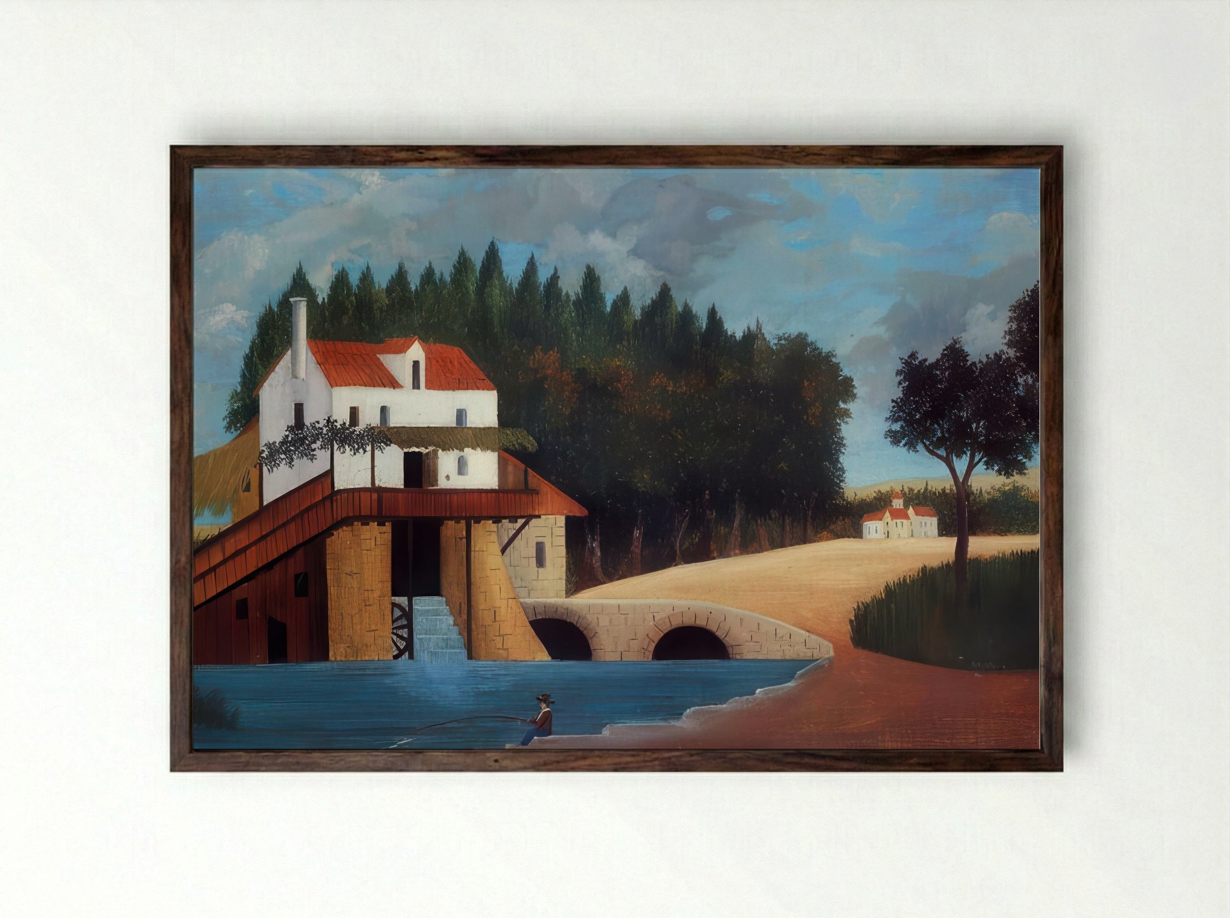The Mill at Alfort by Henri Rousseau – Naïve Art French Countryside Print - Framed Print Dark Wood