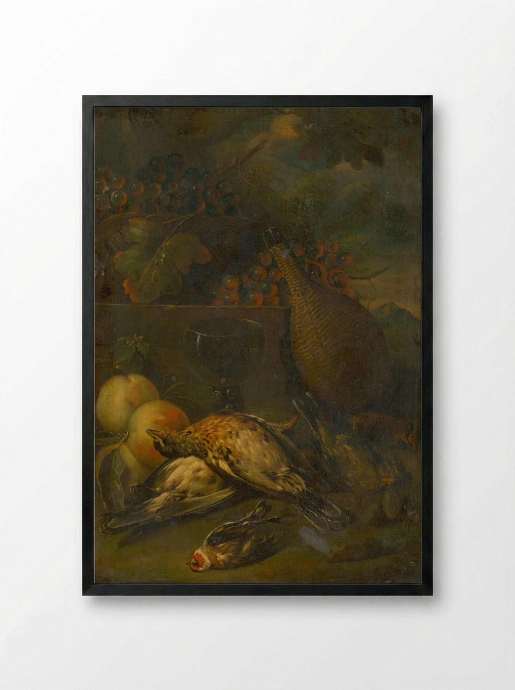 Still Life with Fieldfares - Fine Art Print - Framed Print Black