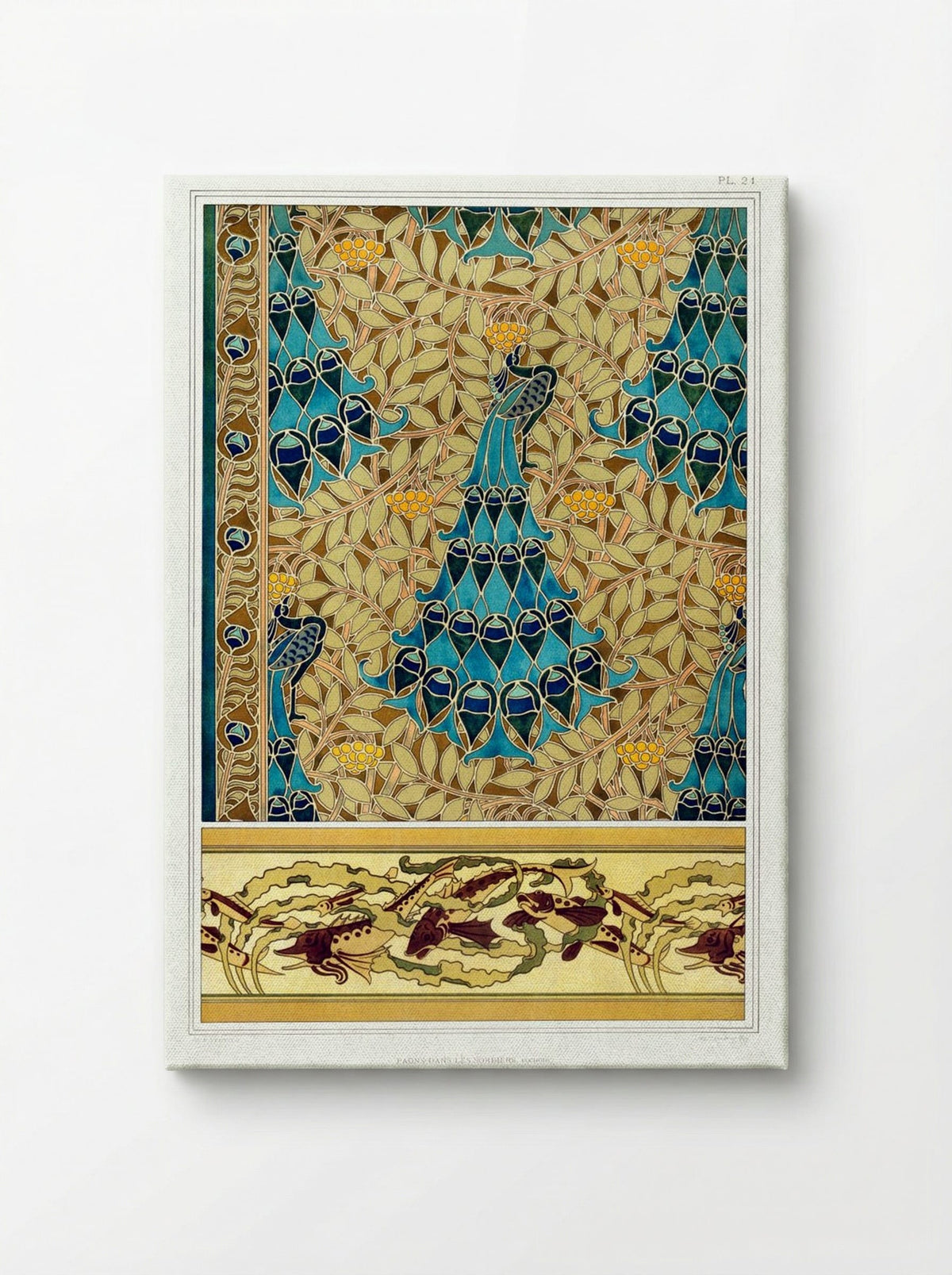 Paons dans les Sorbiers, Poissons et Algues - Maurice Pillard Verneuil - Canvas