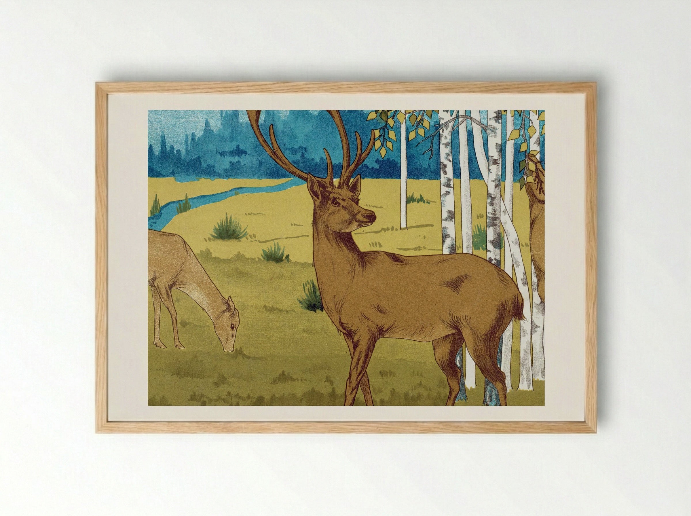 Cerfs (Deer) from L'animal dans la décoration - Maurice Pillard Verneuil - Framed Print Wood