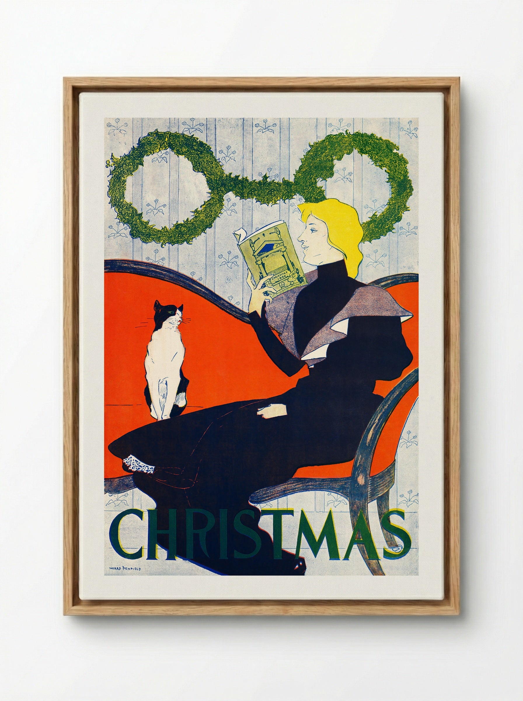 Vintage Christmas - Edward Penfield - Framed Canvas Wood