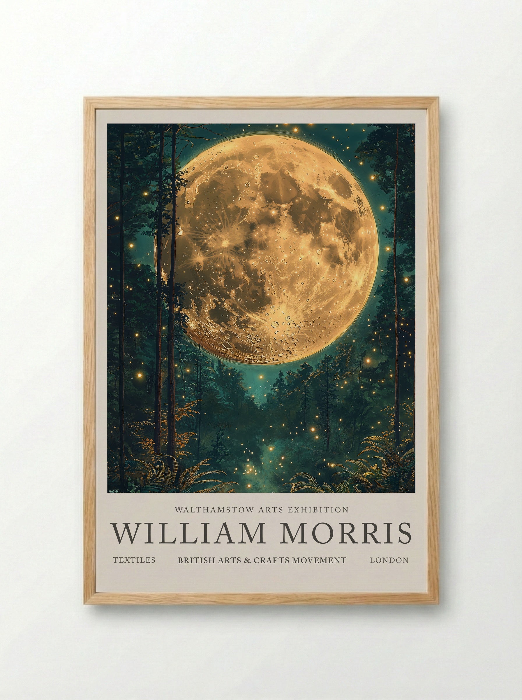 Moonlit Forest - William Morris - Framed Print Wood