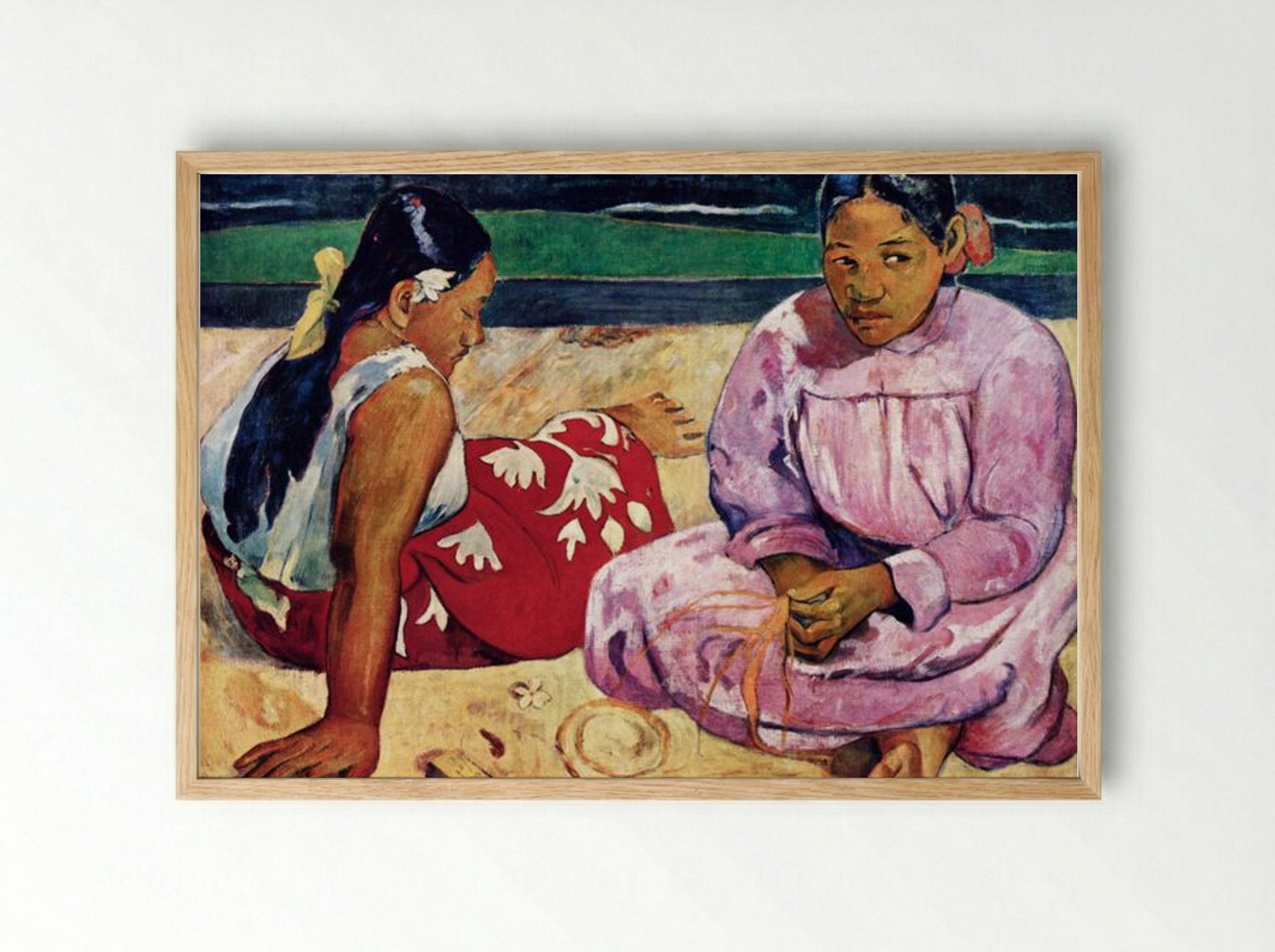 Tahitian Women on the Beach - Paul Gauguin - Framed Print Wood