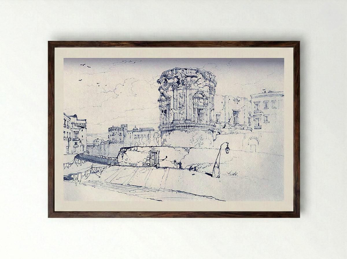 At Naples - John Ruskin - Framed Print Dark Wood