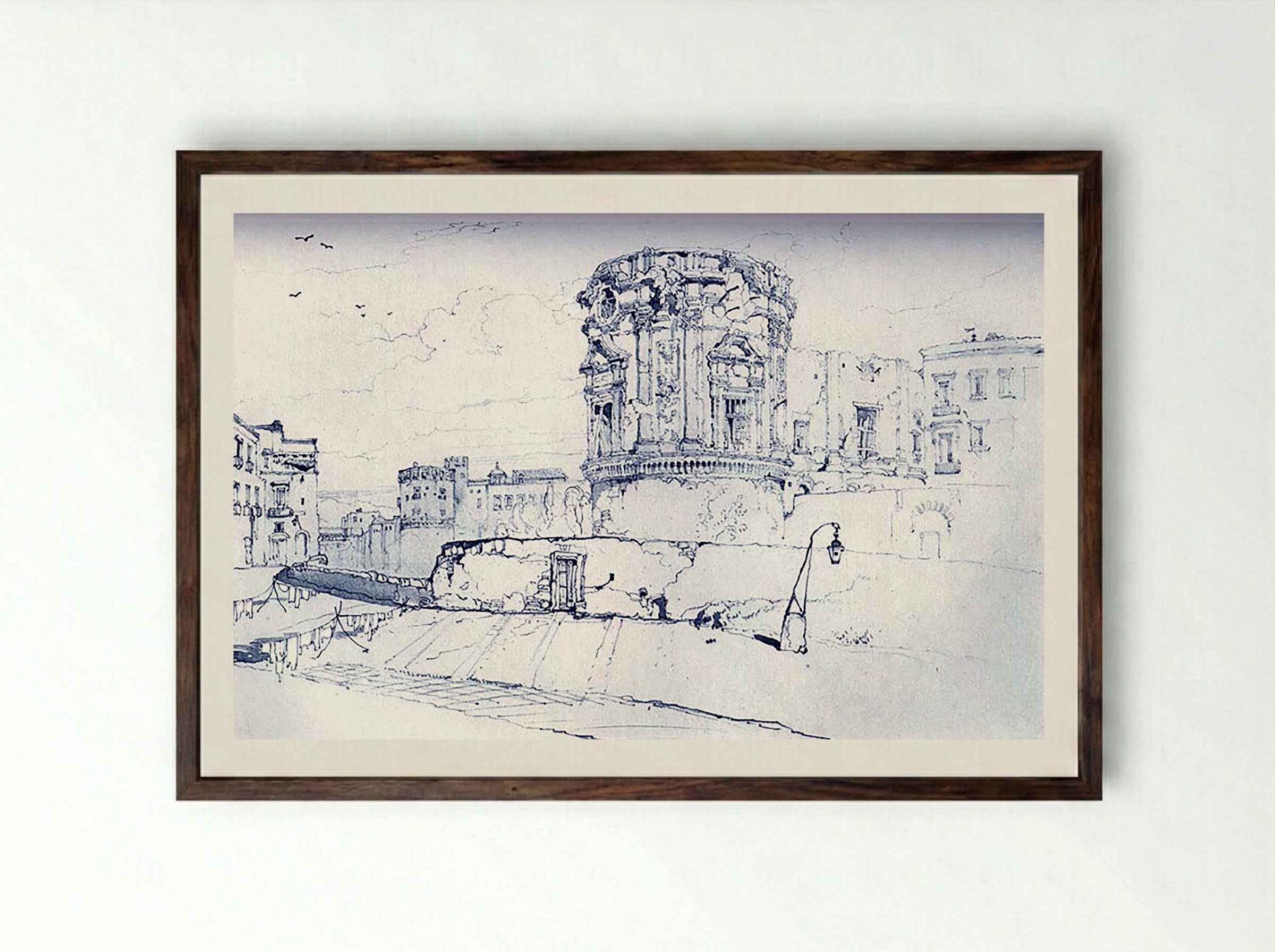 At Naples - John Ruskin - Framed Print Dark Wood