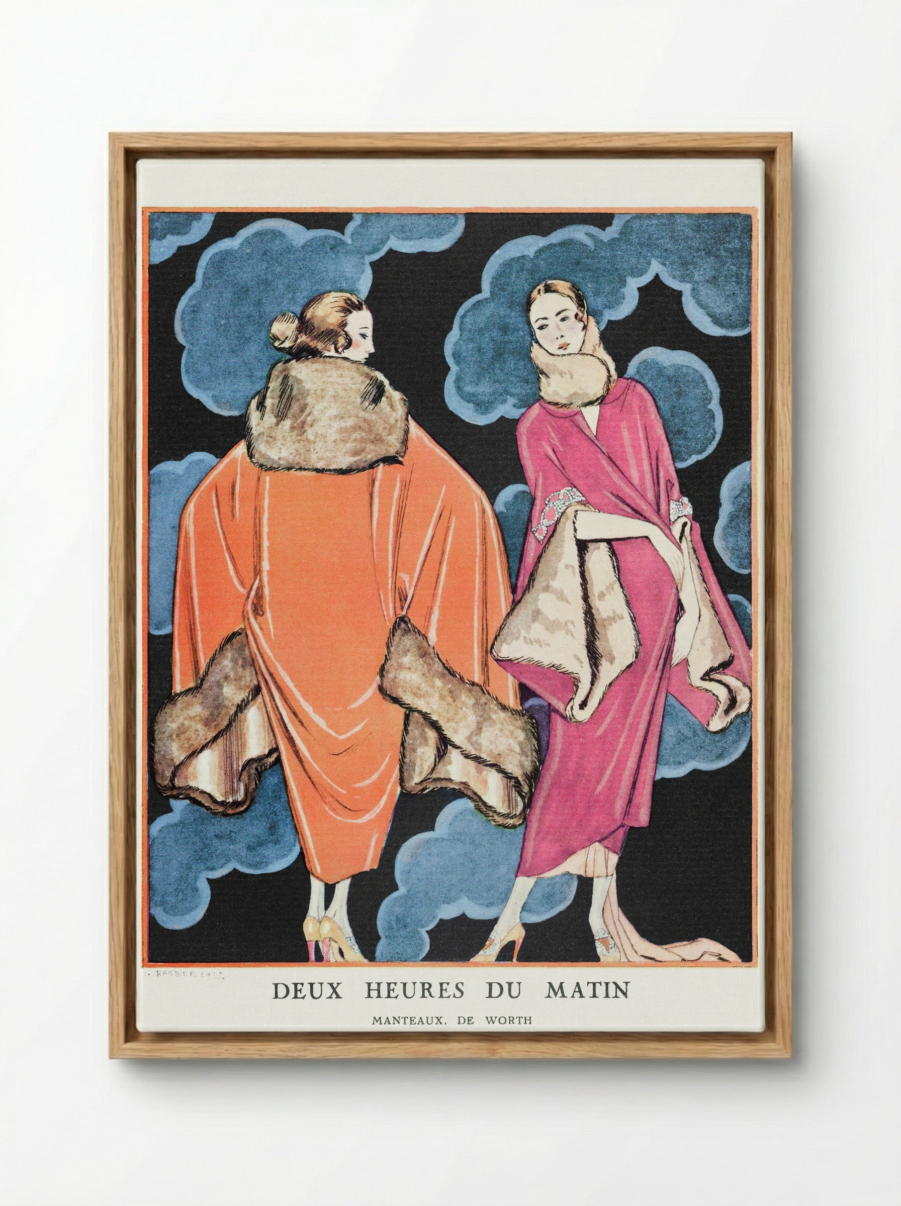 Deux Heures du Matin, Manteaux de Worth - George Barbier - Framed Canvas Wood