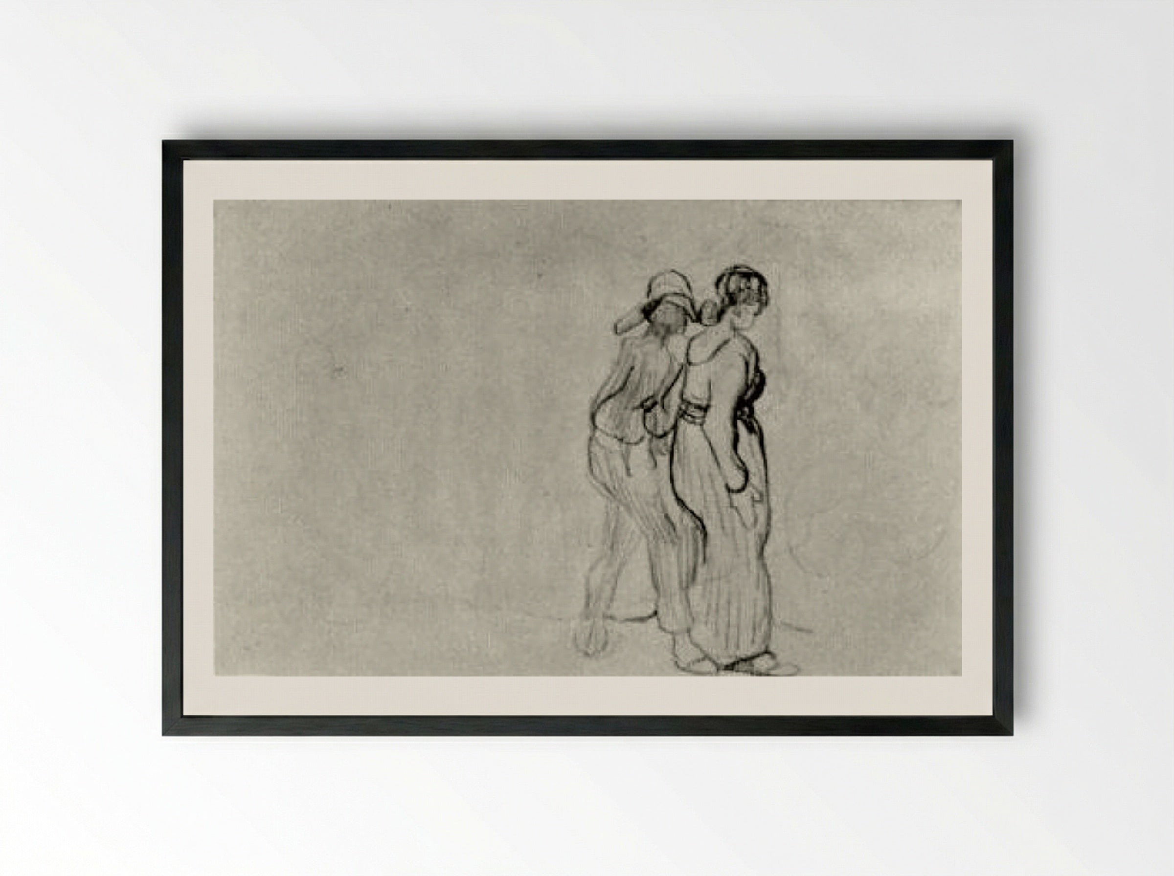 Couple Walking (Sketch) - Edgar Degas - Framed Print Black