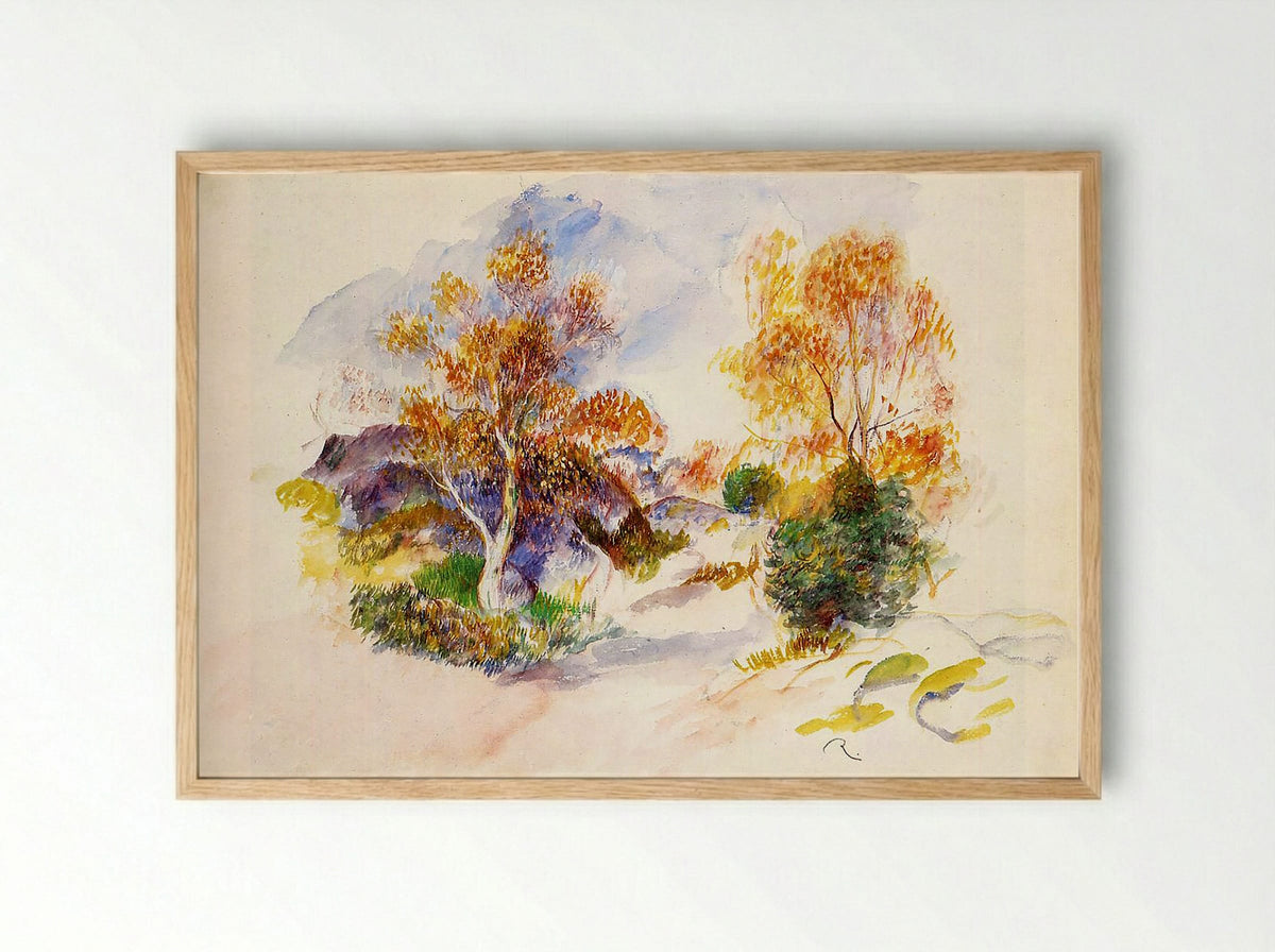 Paysage aux Arbres (Landscape with Trees) - Pierre-Auguste Renoir - Framed Print Wood