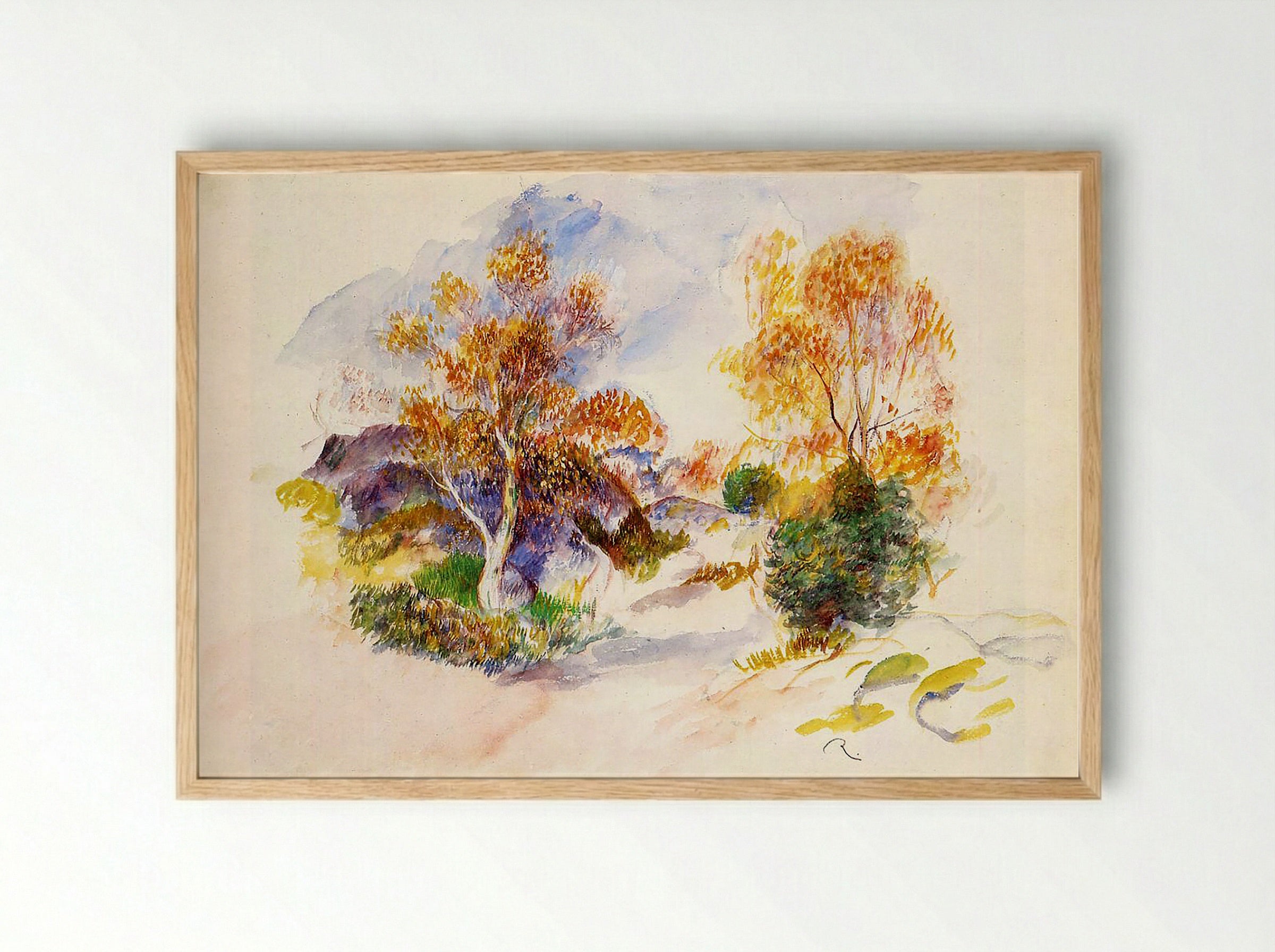 Paysage aux Arbres (Landscape with Trees) - Pierre-Auguste Renoir - Framed Print Wood