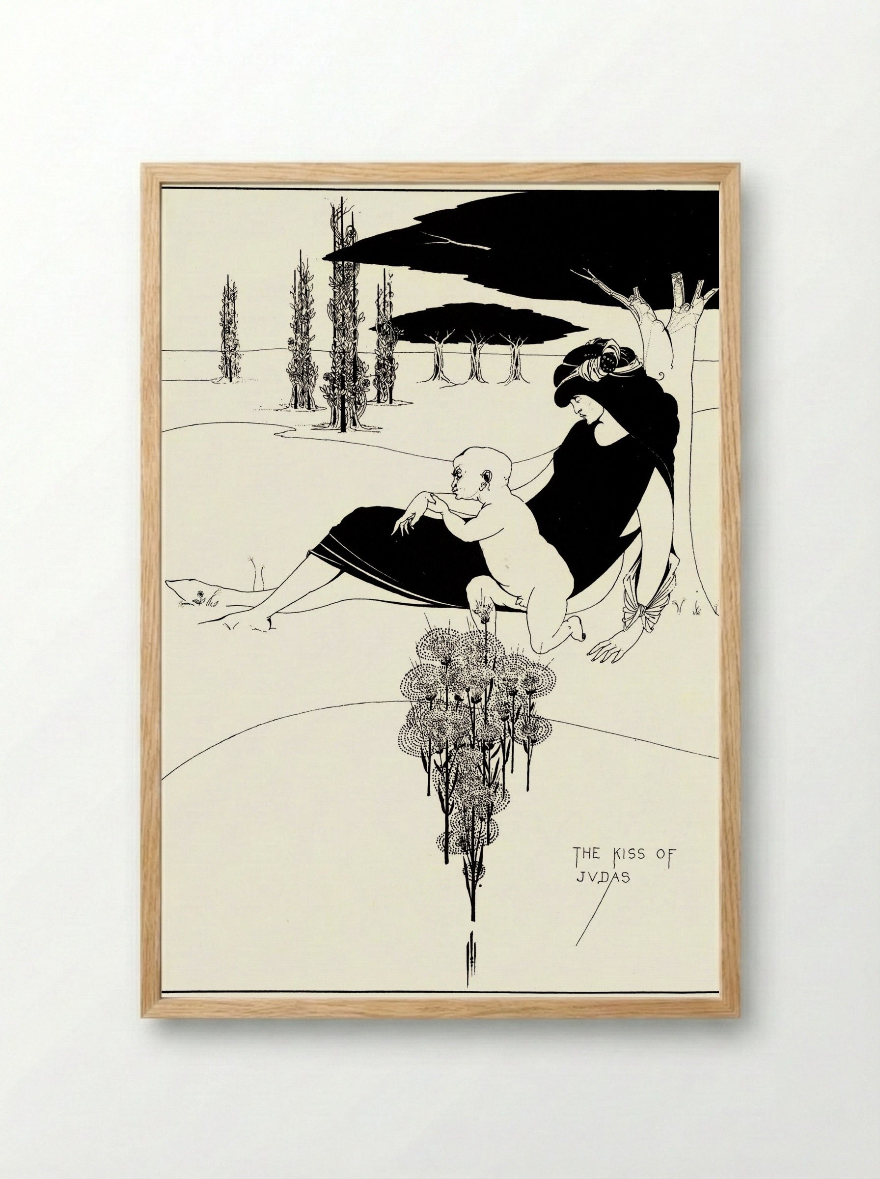 The Kiss of Judas - Aubrey Beardsley - Framed Print Wood