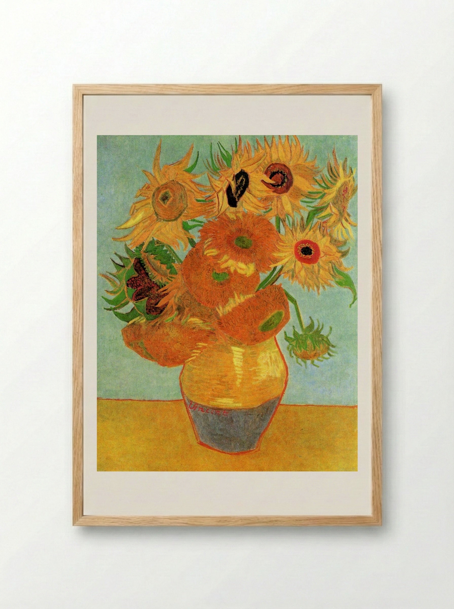 Still Life: Vase with Twelve Sunflowers - Vincent van Gogh - Framed Print Wood