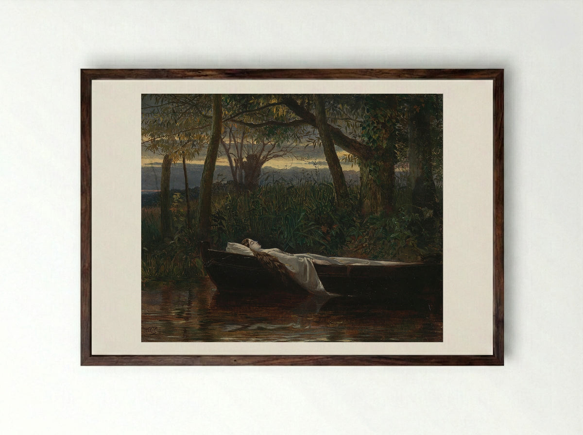 The Lady of Shalott - Walter Crane - Framed Print Dark Wood