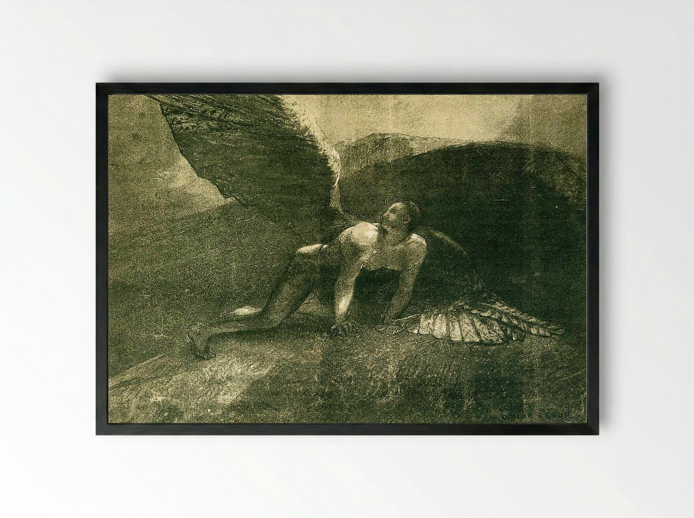 Fallen Angel - Odilon Redon - Framed Print Black