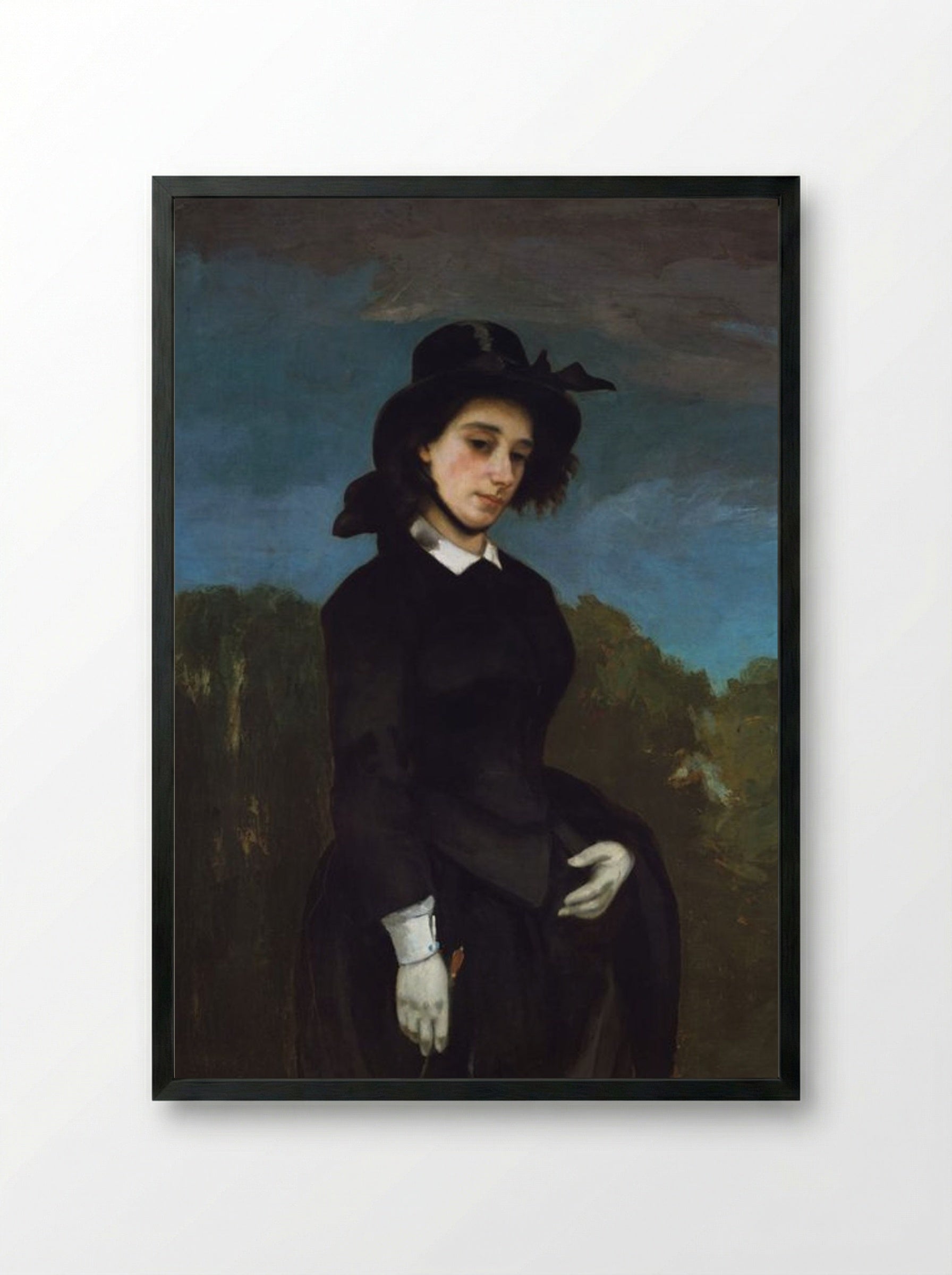 Woman in a Riding Habit ('L'Amazone') - Gustave Courbet - Framed Print Black