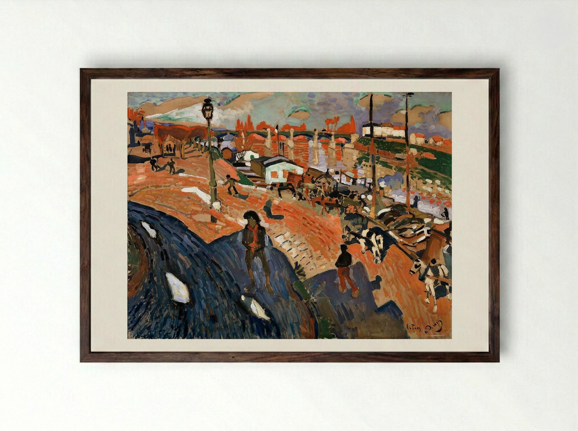 The Bridge at Le Pecq - Maurice Denis - Framed Print Dark Wood