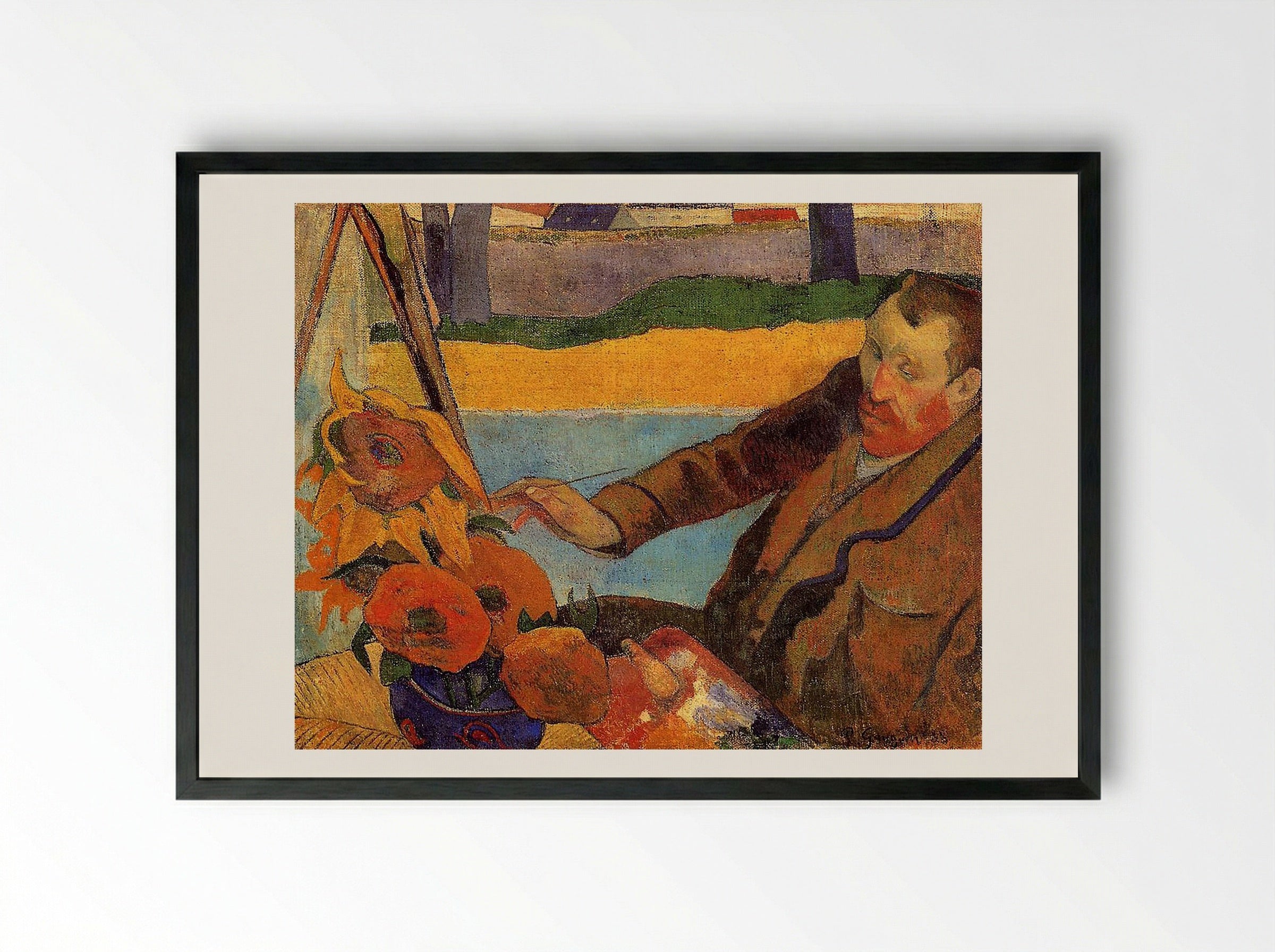 Van Gogh Painting Sunflowers - Paul Gauguin - Framed Print Black